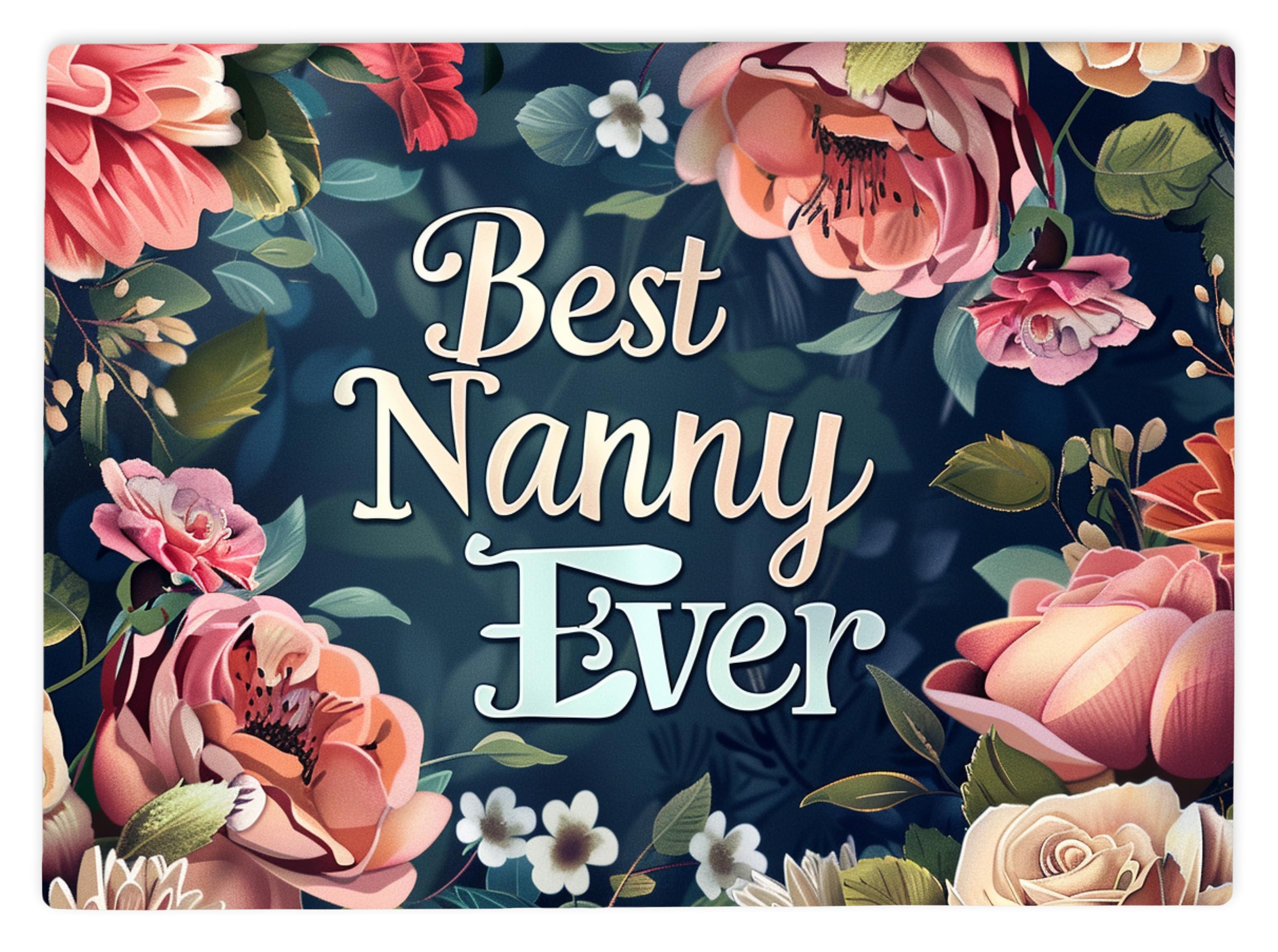 Shopagift Best Nanny Ever Floral Glass Chopping Board Large Kitchen Worktop Saver 39cm x 28cm