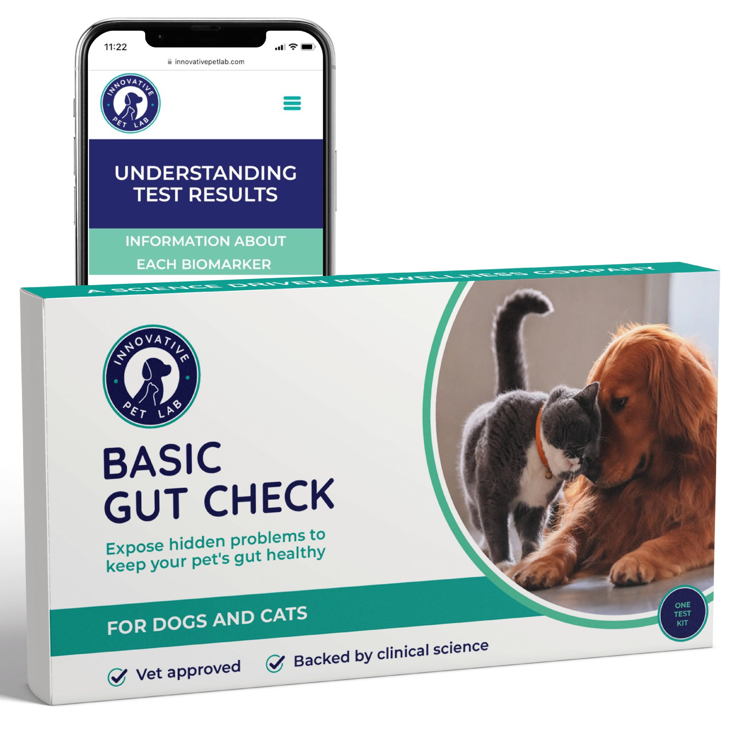 Basic Gut Test Kit – for Diarrhea, Itchy Skin, Mood Changes & Discomfort – Non-Invasive & Fast Results - Vet Trusted - Easy at-Home Stool Test - for Dogs & Cats