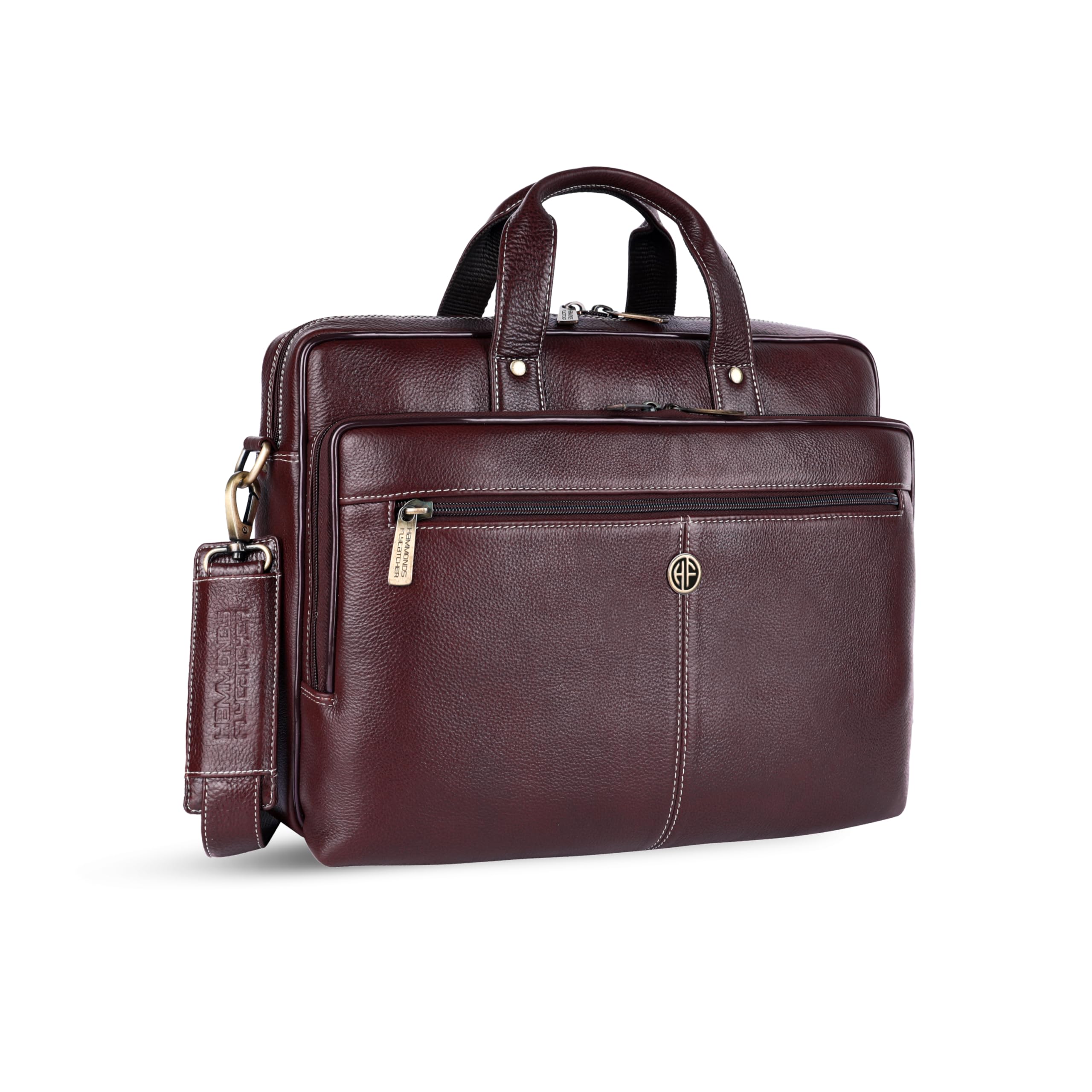 hammonds flycatcher Genuine Leather Office Bag for Men, Stylish 15.6 Inch Laptop Bag for Men, Multi Compartments, Adjustable Strap - 1 Year Warranty - Ideal for Office, Travel, Daily Use - Brown-picture-35
