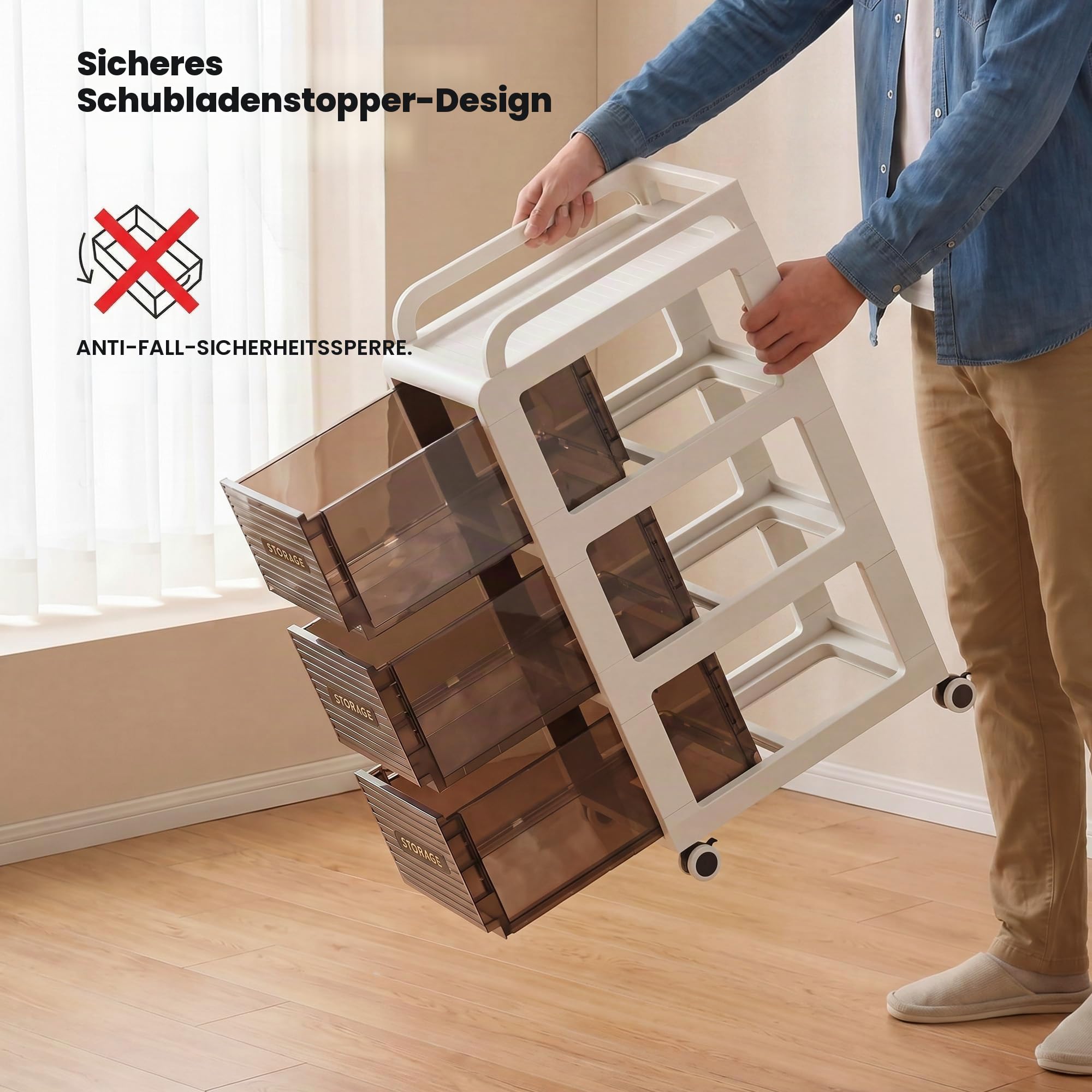 badezimmerschrank auf Rollen, 30cm badschrank schmal mit 3 Schubladen | Schubladenschrank, bathroom cabinet Für Küche, Büro, Schlafzimmer unter dem Schreibtisch, 66 cm hoch (30x41x75 cm)