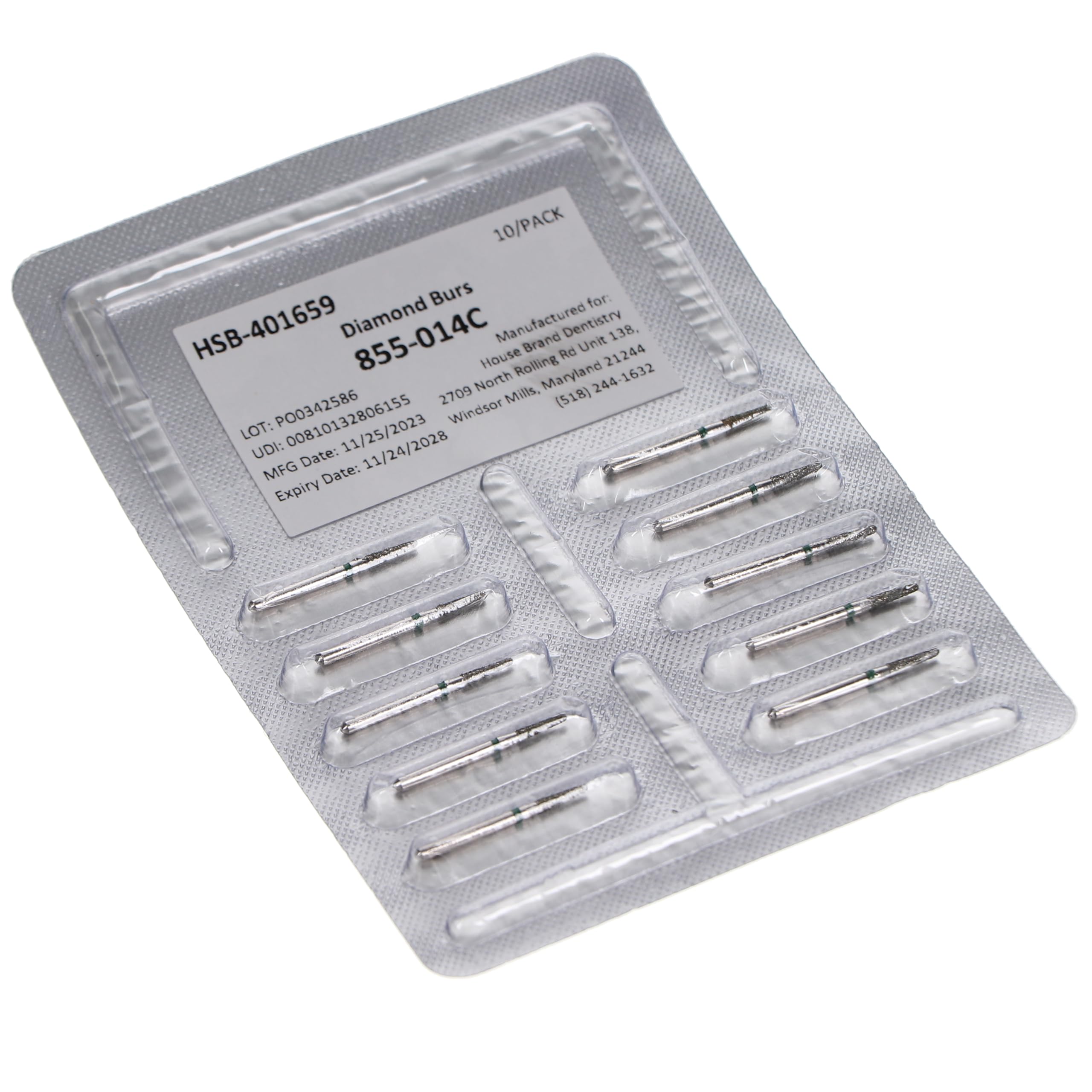 House Brand Dentistry 401659 HSB FG 855-014C Round End Taper Coarse Grit Diamond Burs 10/Pk