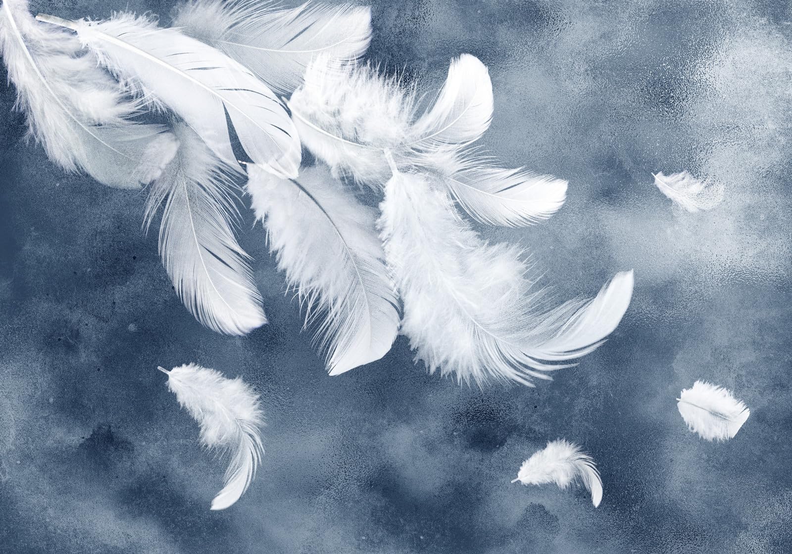 Gdkldfg White/Blue Feathers Vintage Wallpaper,Non-Woven Poster,Wall Mural For Living Room Bedroom Feature Wall Decoration 400X280cm