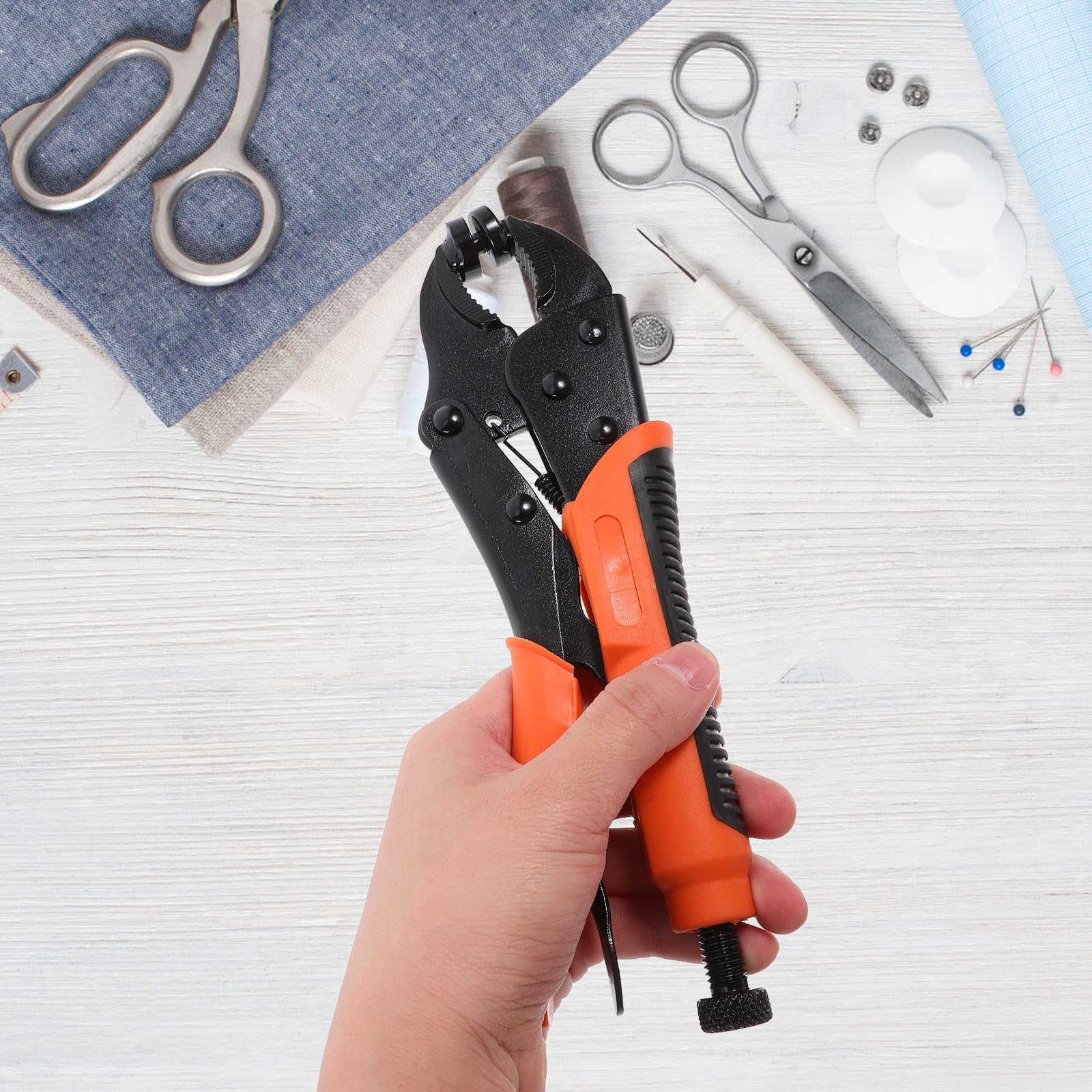Kit de Alicates para Broches de Tela Metálicos Naranja, Herramienta Portátil Versátil para Botones a Presión en Proyectos DIY y Reparaciones