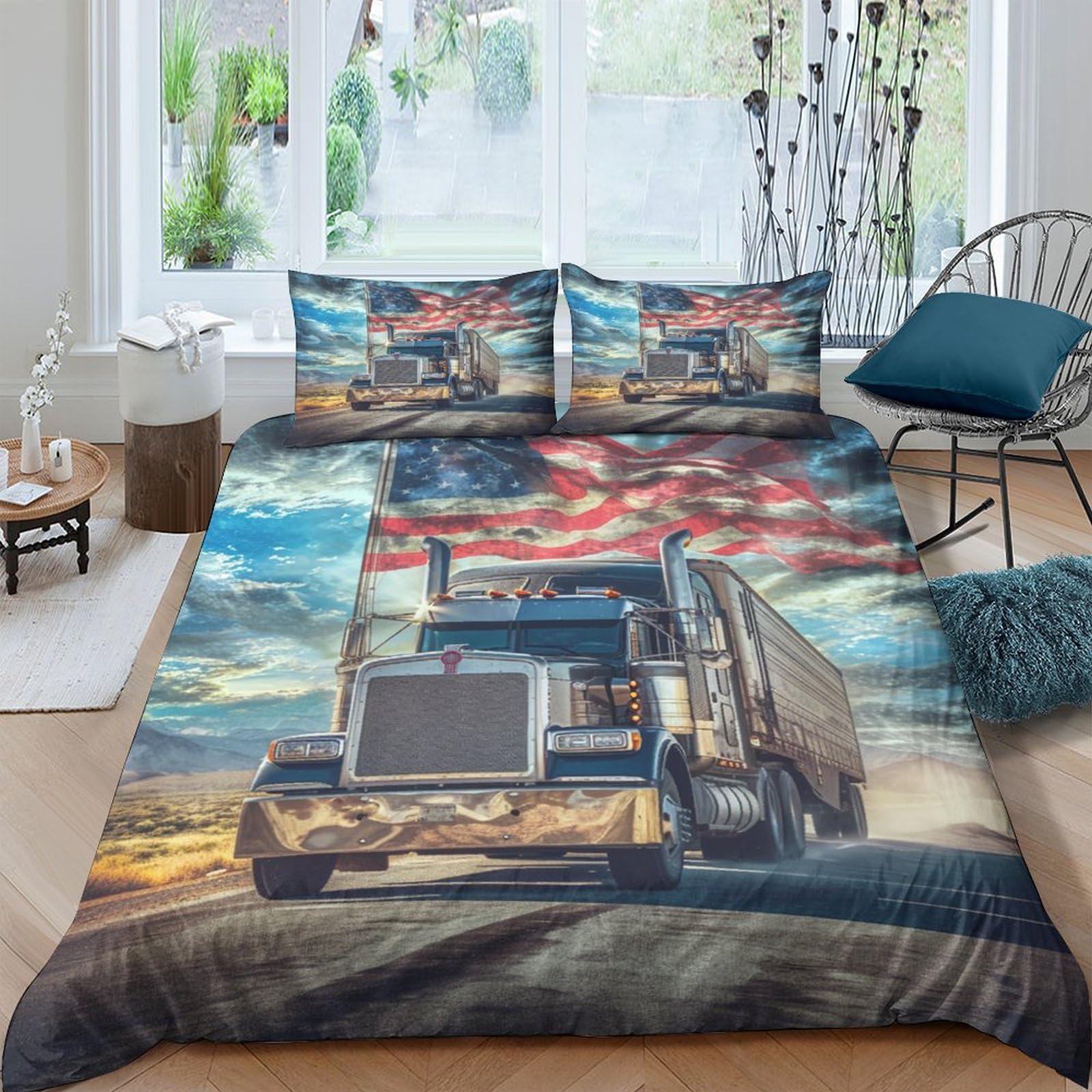 Parure de lit camion fermeture éclair king size microfibre douce 220x240