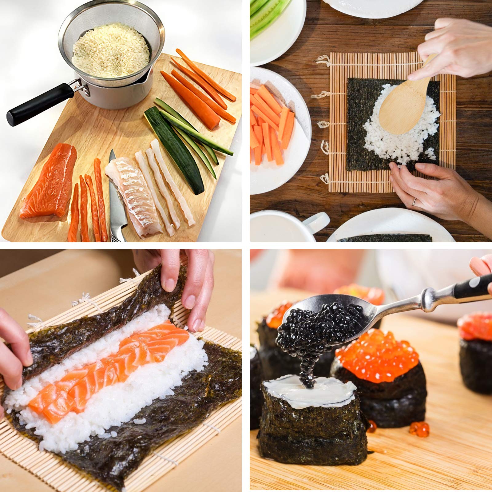 Bambusowy zestaw do sushi zawiera maty do sushi, pałeczki, wiosło ryżowe, dla kucharzy, początkujących, DIY, 9 sztuk
