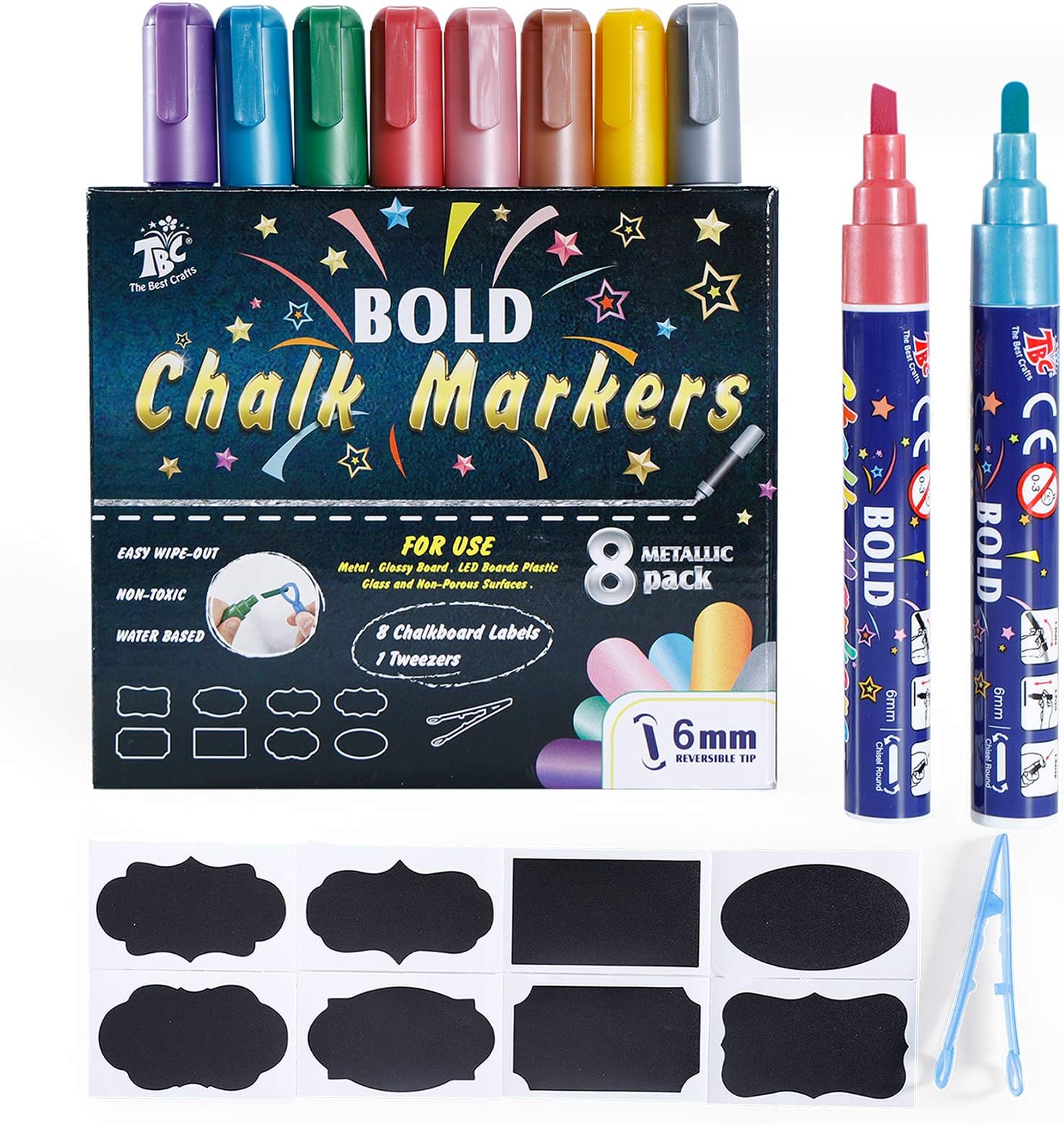 TBC Liquid Chalk Pens Markers for Blackboards Wet Erase Chalk Marker