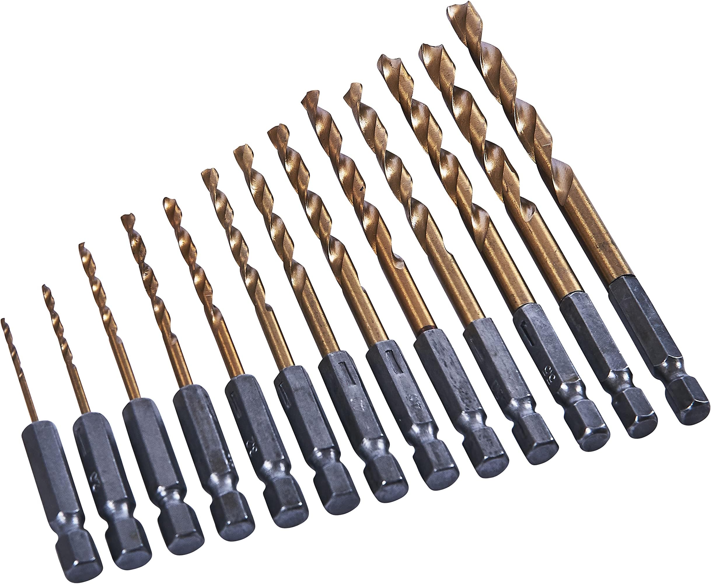 Amtech F1120 13 Piece 1/4" Titanium Coated High Speed Steel (HSS) Drill Kit