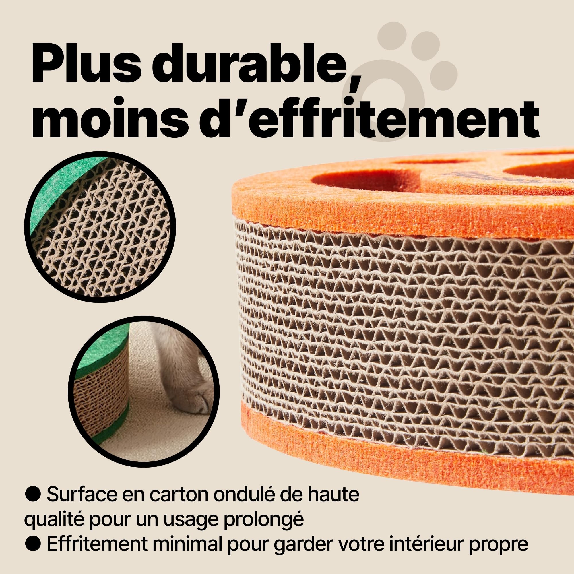 Griffoir pour Chat avec Piste à balles à grelot – Jouet pour Chats interactif, Tapis à griffer en Carton ondulé avec Herbe à Chat, Planche à griffer, Accessoires pour Chats (Orange)