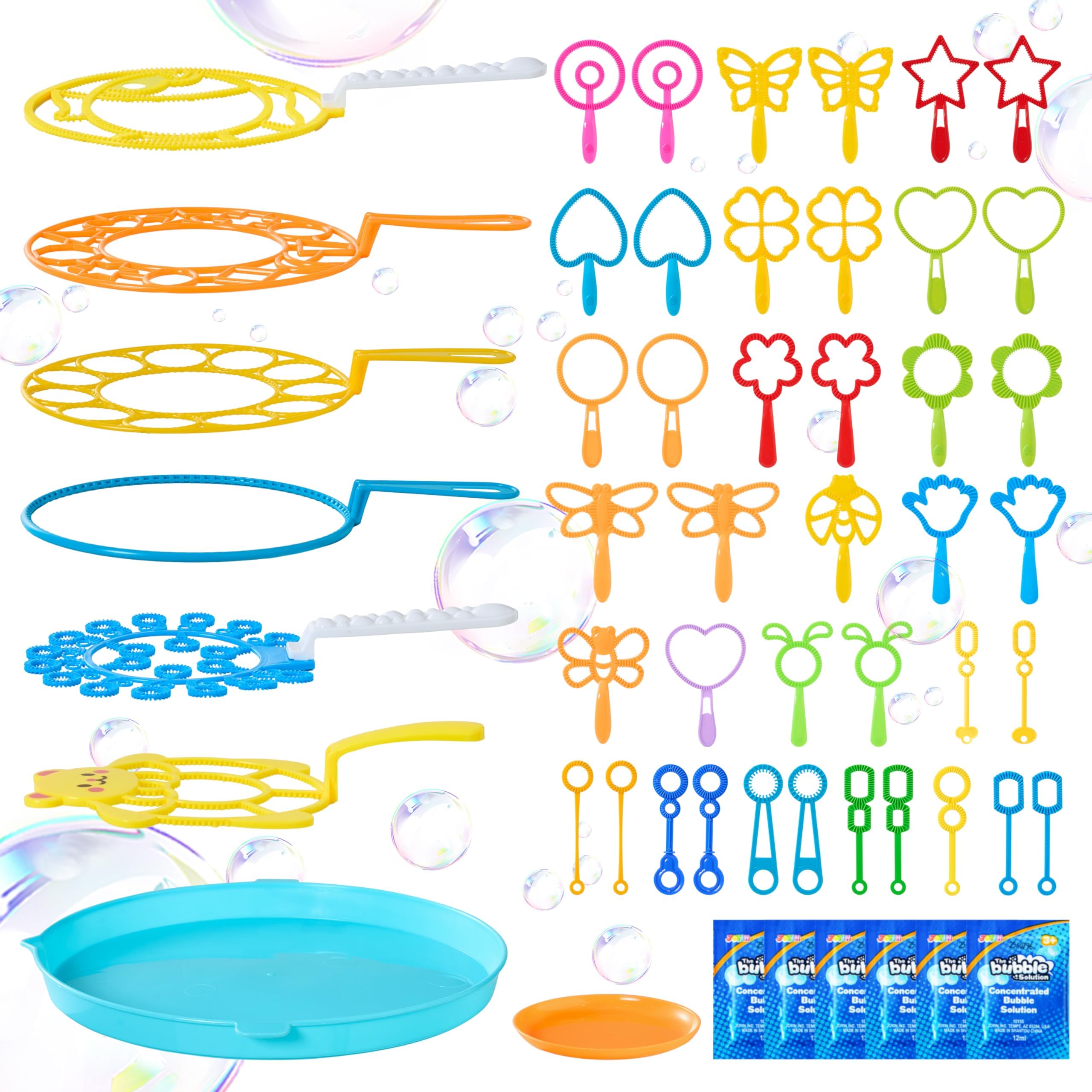 Big Bubble Wands Set, 48 Pcs Giant Bubble Maker with Tray Bulk for Kids Adults Gifts, Summer Outside Toys, Easter Basket Stuffers, Birthday Party Favors