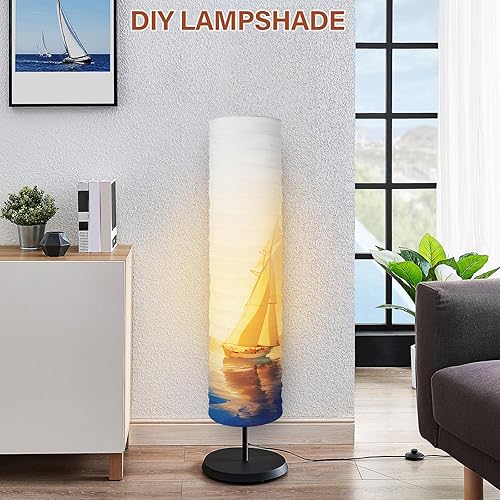 Miniatura 8 de Pantalla de lámpara de papel, pantalla de lámpara de pie, pantalla de papel de arroz, 37.4 x 8.66 pulgadas, repuesto para sala de estar, hogar,