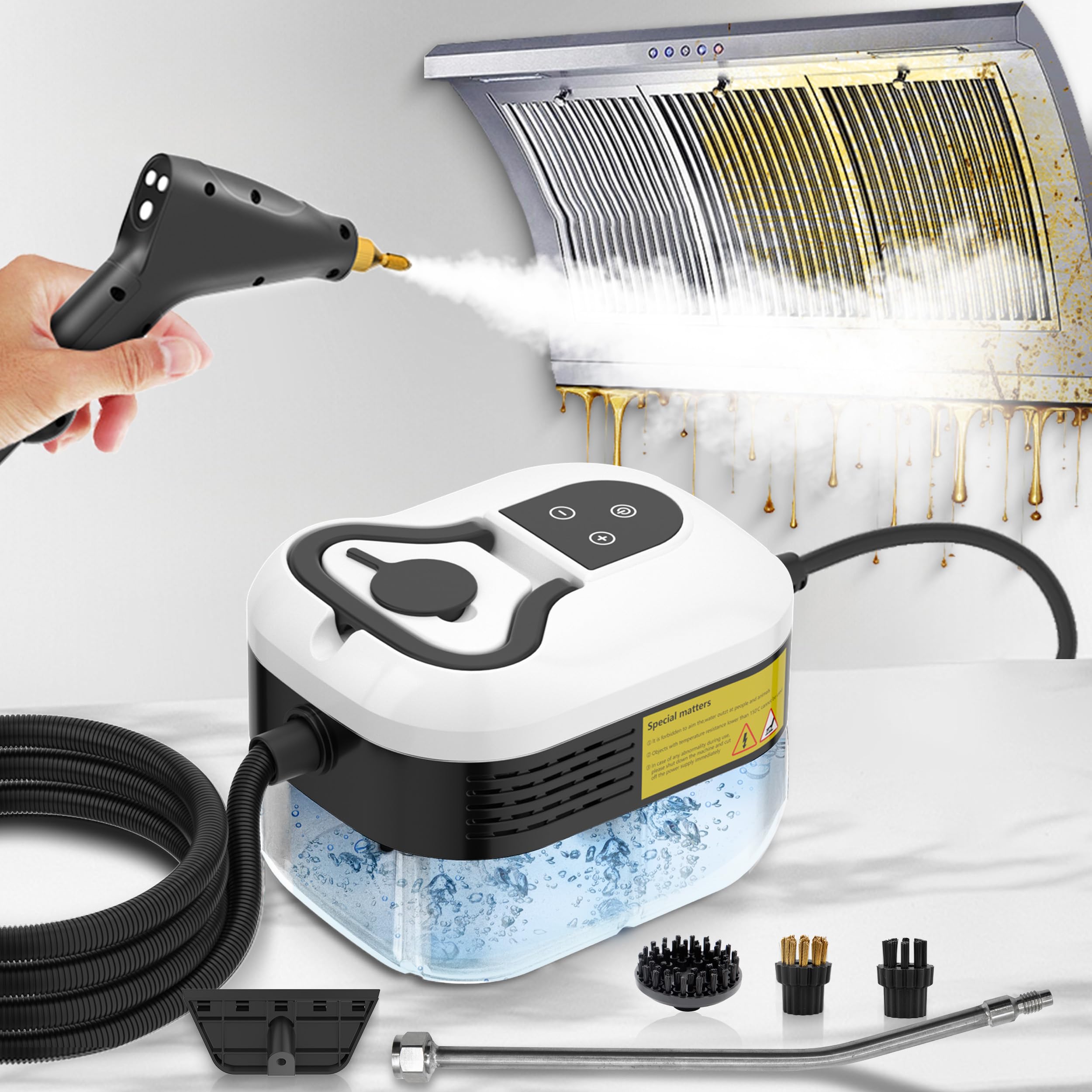 Limpiador a Vapor 2500W, 4.5Bar, 6 Velocidades, 1200ML, Multiusos | Vaporeta Limpieza Hogar, Calentamiento Rápido en 15s, Para Limpiar Cocinas, Baños, Coches, Ventanas