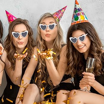 7 Paia Occhiali Da Sole A Cuore - Per Feste E Compleanni | Lenti Colorate - Foto 2