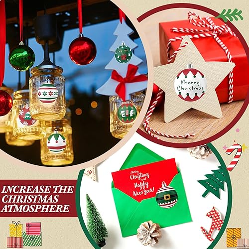 Vista 13 de Containlol 1000 calcomanías de rollo de adornos de Navidad, bolas de Navidad, calcomanías de vacaciones surtidas, decoración navideña de 1.5
