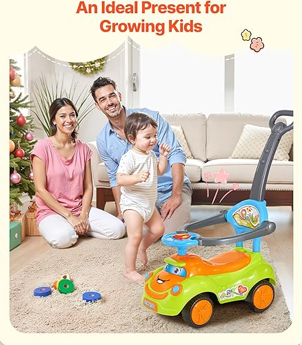 Miniatura 7 de VEVOR Auto de empuje para niños pequeños de 19 a 36 meses, cochecito alrededor con barandillas, asa y almacenamiento debajo del asiento, capacidad