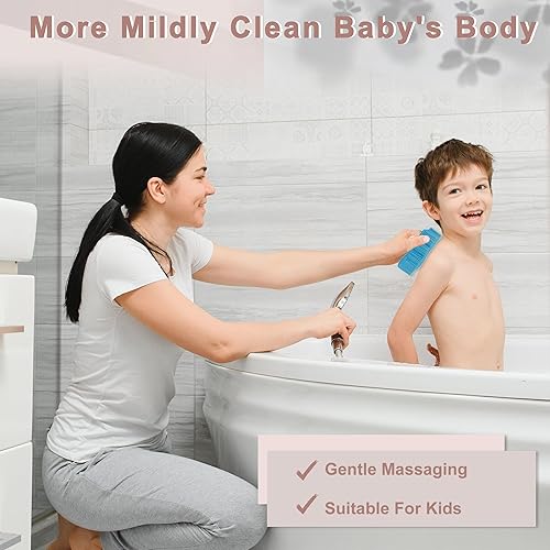 Miniatura 18 de VOCOSTE Cepillo corporal de silicona suave, cepillos sensoriales, esponja de silicona, cepillo de ducha para mascotas, cepillo de baño, verde Verde