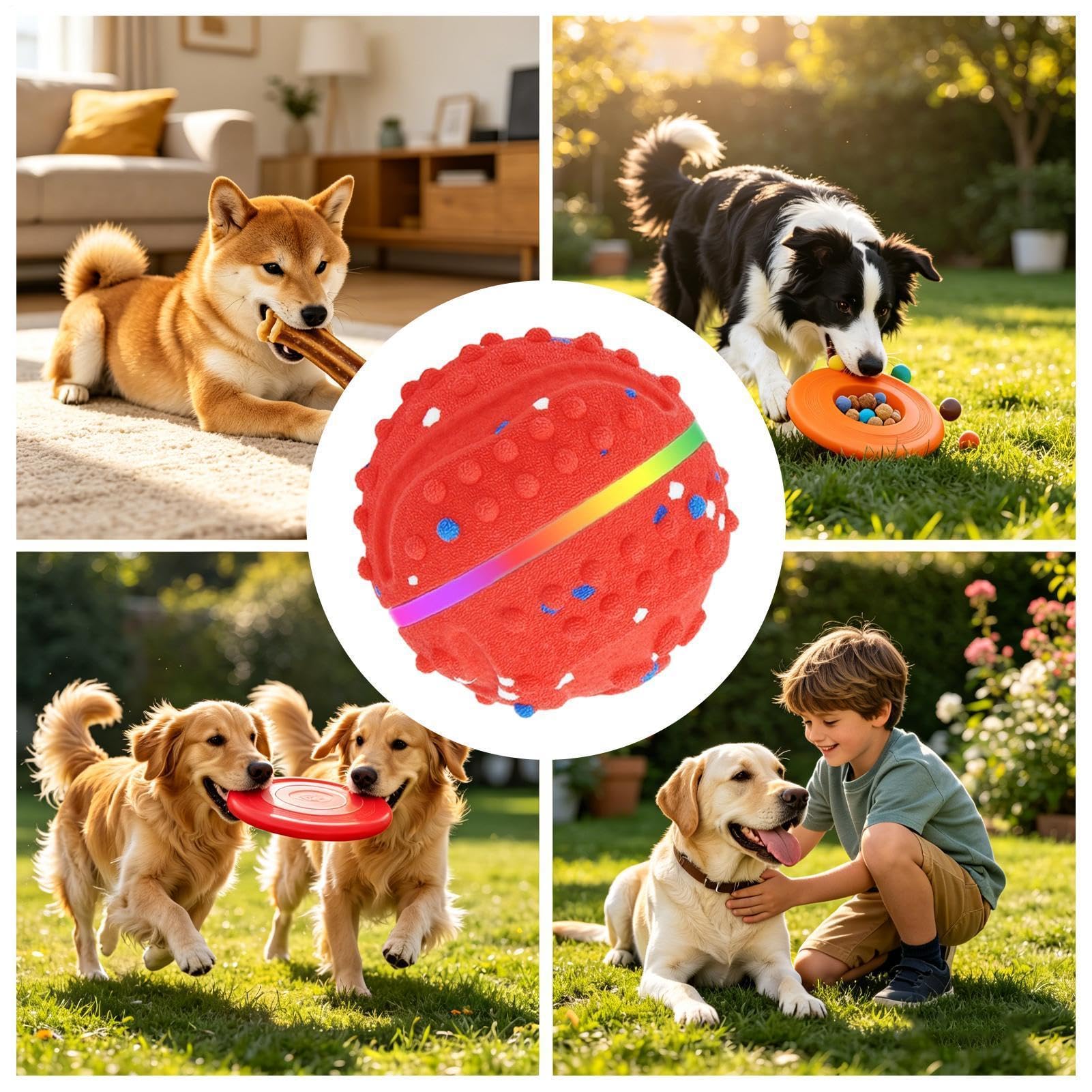Balle Interactive Pour Chien Rebondissante, étanche avec lumières et 3