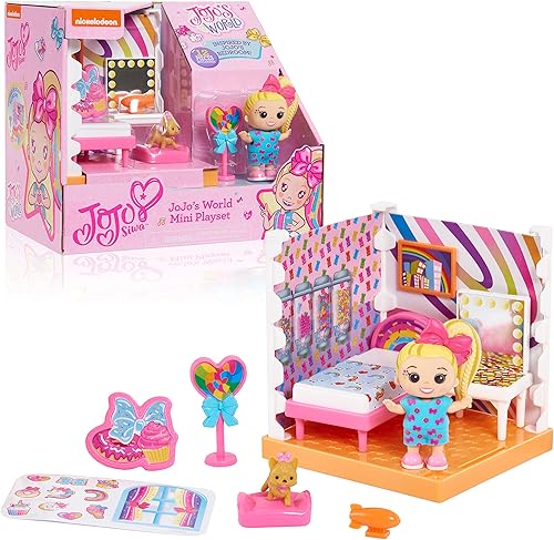 JoJo Siwa Just Play - Mini juego de dormitorio JoJo's World, figura coleccionable de 12 piezas, juguetes para niños a partir de 6 años