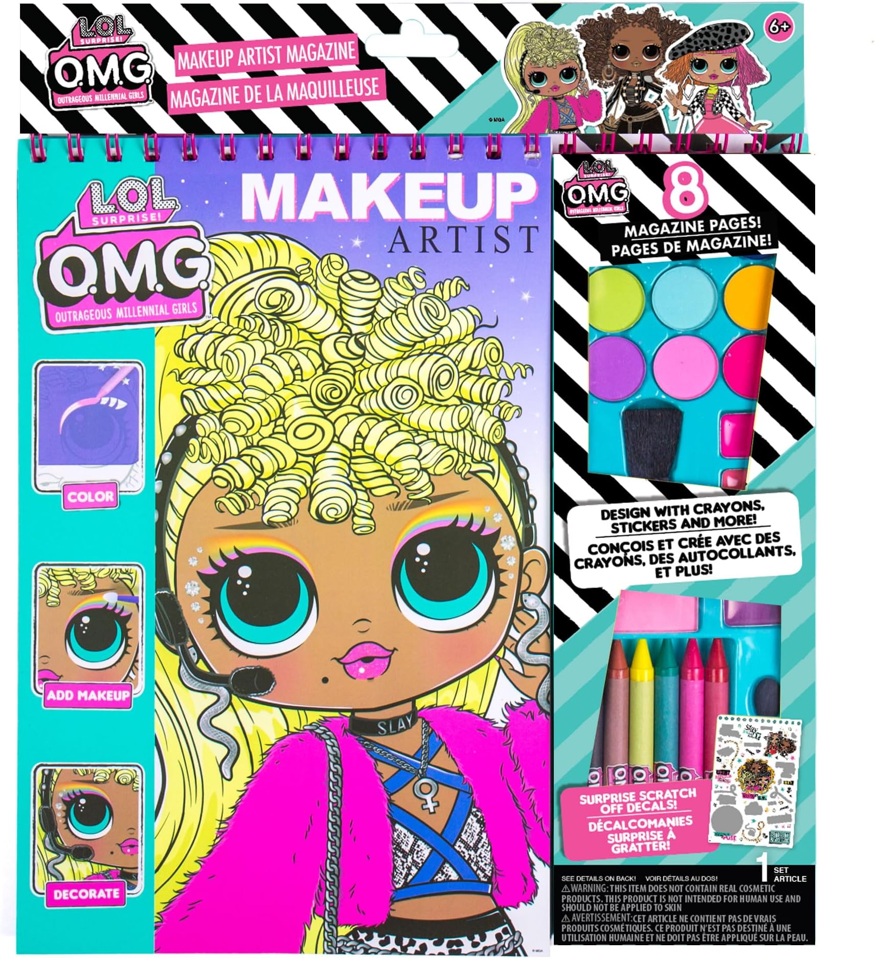 Horizon Group USA LOL OMG Make-Up Artist Magazine DIY Craft Kit, Design with Crayons, Stickers & More.Create Fashionable Looks Using Over 130 Stencil Designs & 200 Stickers