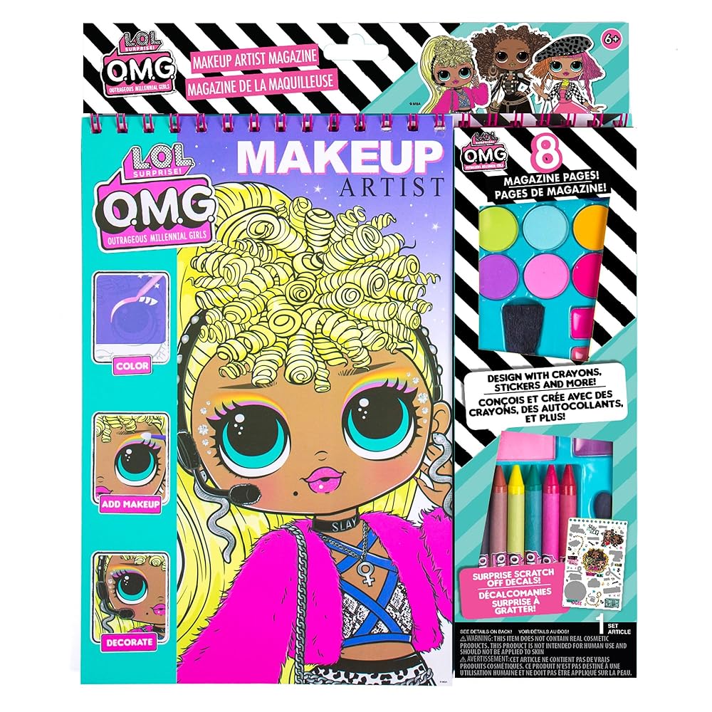 Horizon Group USA LOL OMG Make-Up Artist Magazine DIY Craft Kit, Design with Crayons, Stickers & More.Create Fashionable Looks Using Over 130 Stencil Designs & 200 Stickers