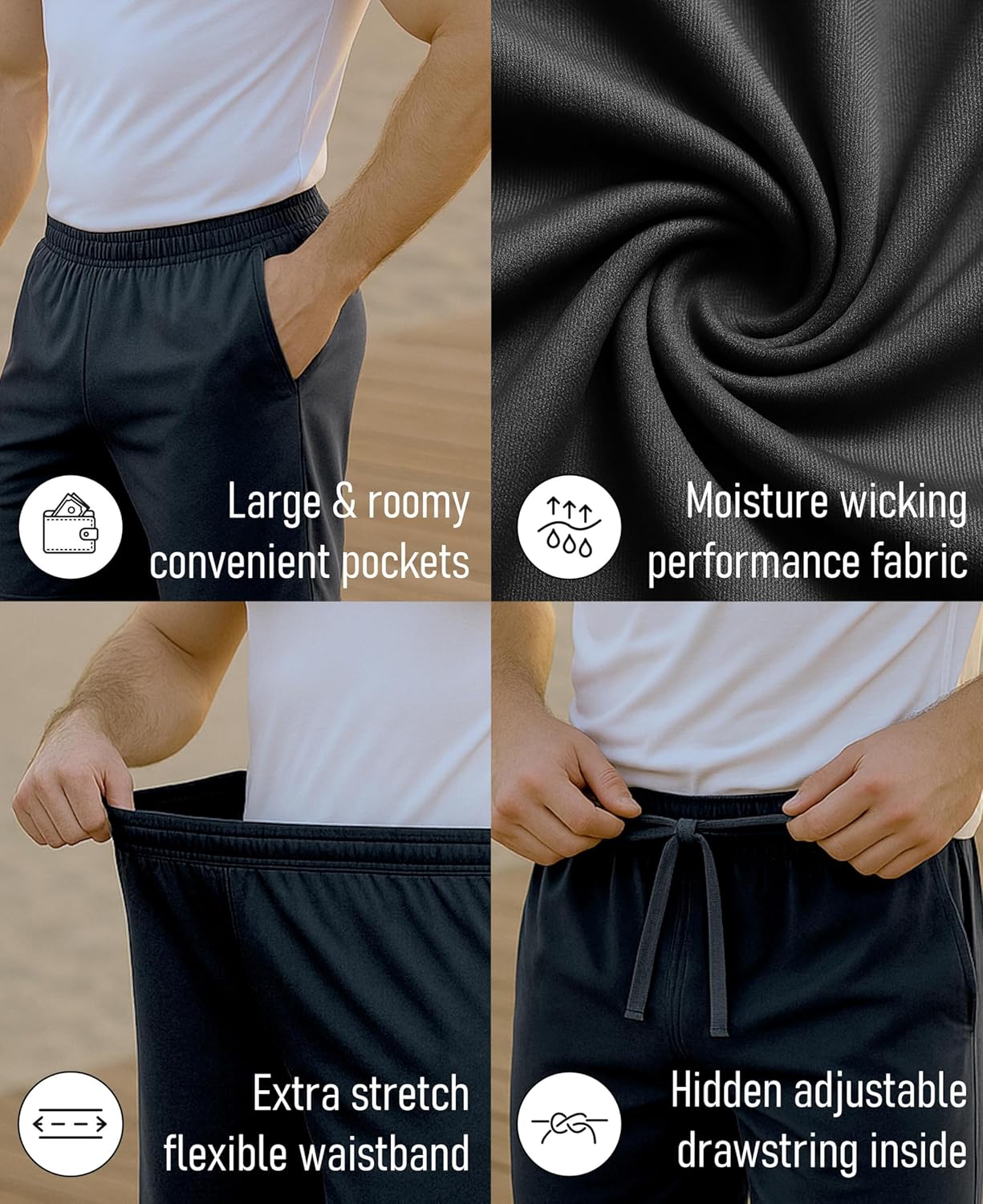 AMERICAN HEAVEN Men's Athletic Performance Shorts | Dry - Tech Sweat Resistant Drawstring Jams | Multi Packs - Image 5