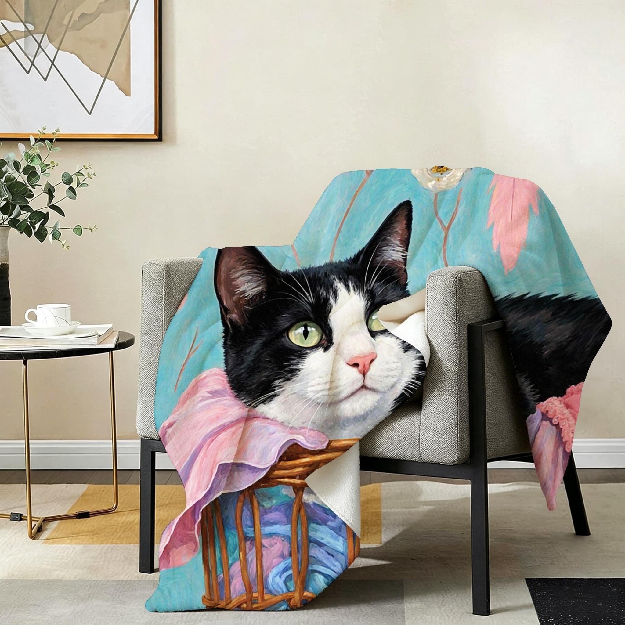 Mantas 3D 220x240cm Gato Animal Franela Frazada para Cama 150-A325