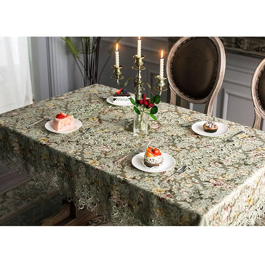Amazon｜テーブルクロス レース 長方形 撥水加工 防水防油 花柄