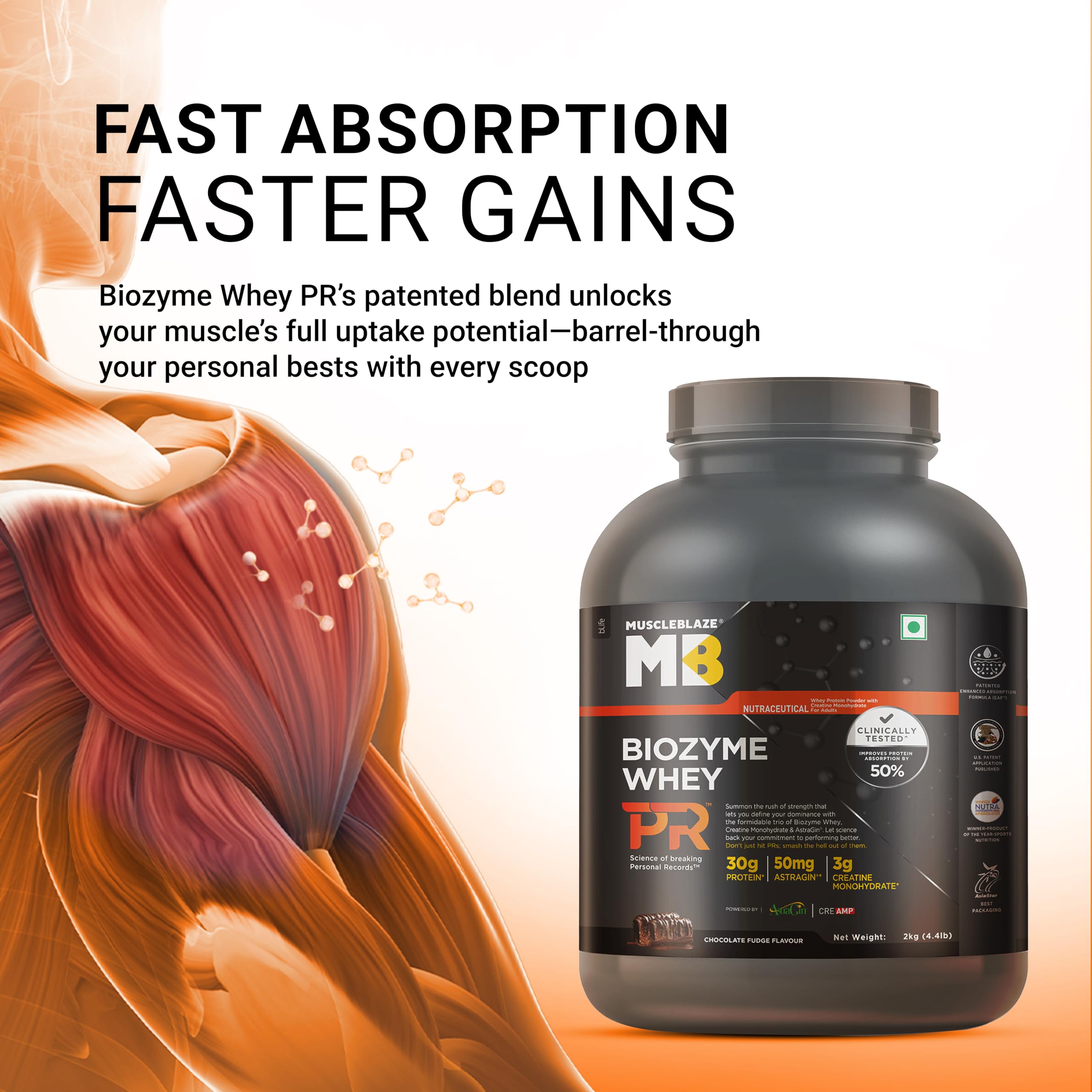 MuscleBlaze Biozyme Whey PR Protein Powder, 2kg (4.4lbs) — Amazon image 4