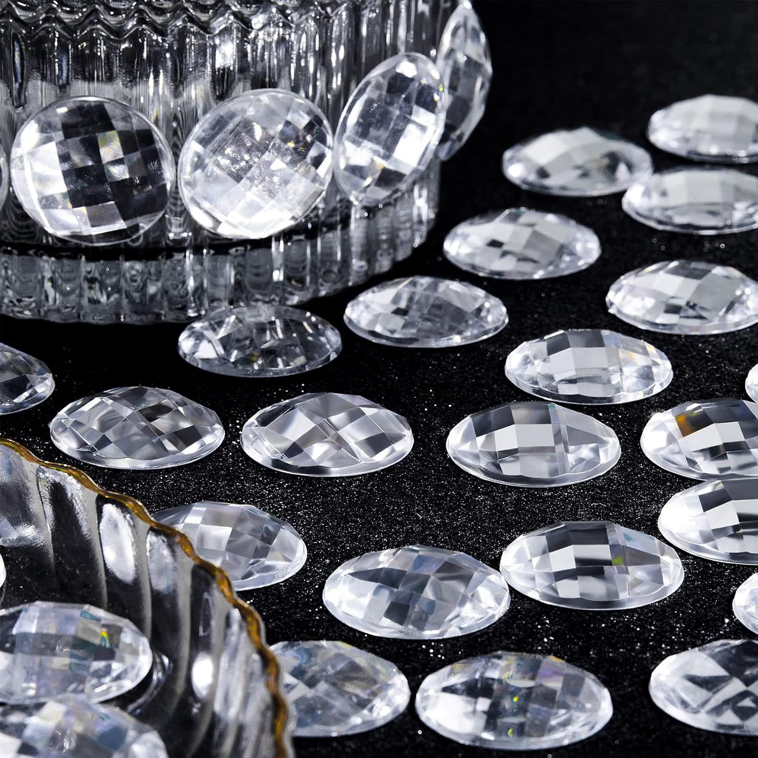 72 Pieces 25mm (0.98inch) Flat Back Round Acrylic Rhinestone Large Rhinestone Plastic Circle Gems Ornamental Craft Crystals Bling Sticker for Crafts Costume Making Cosplay Jewels - Image 4