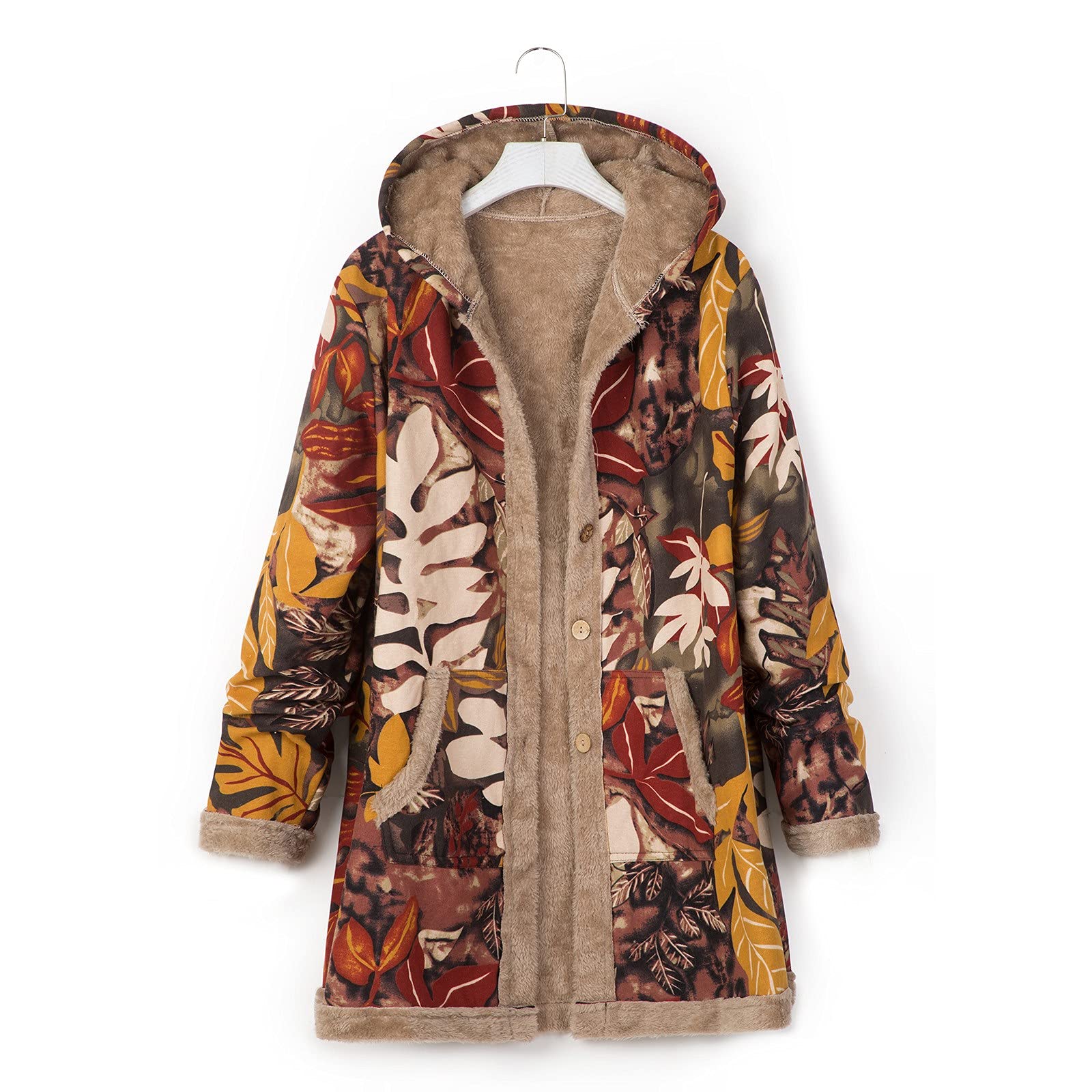 Veste Bohème Femme Automne Hiver - Cardigan Long Élégant Sans Col - Manteau Rétro Grande Taille