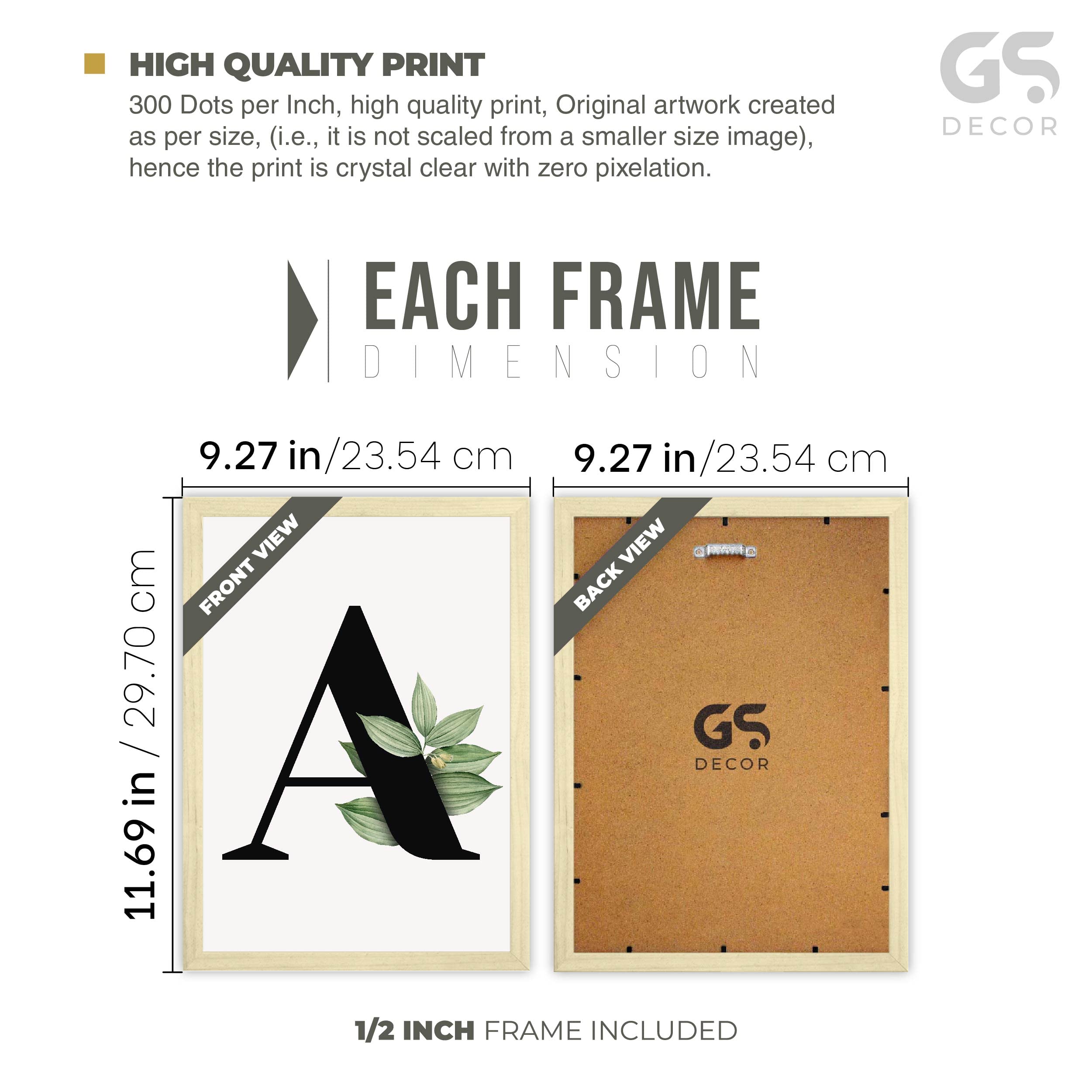 GS DECOR Aesthetic Botanical Letter 'A' Wall Frame | Wall Decor