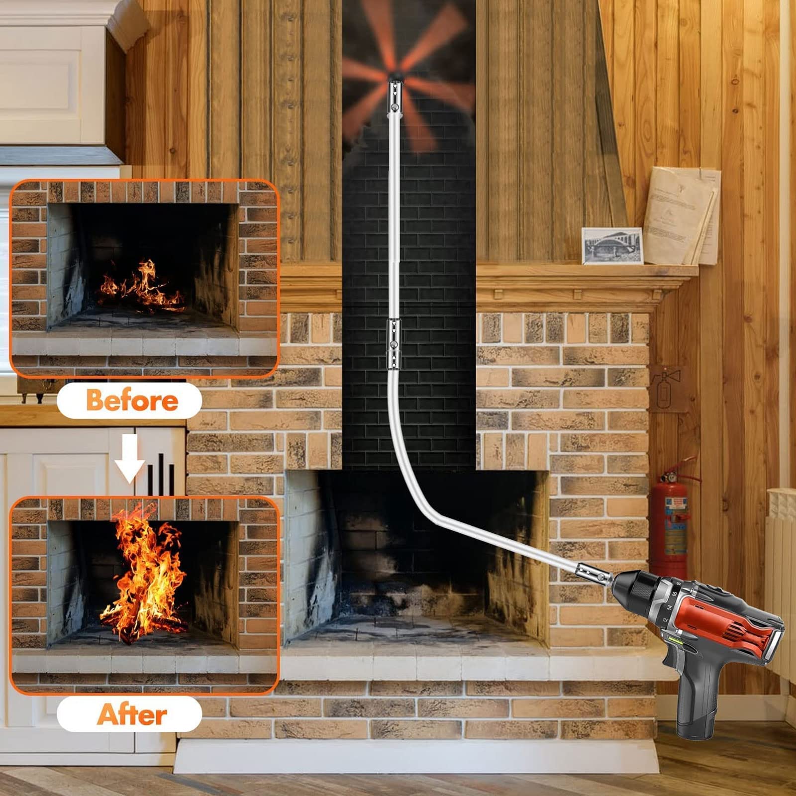 Amazon.co.jp: 薪ストーブ掃除ブラシ 煙突掃除棒 煙突ブラシキット