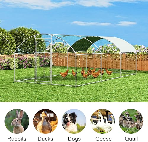 Miniatura 53 de Jaula grande de metal para gallinero con cubierta impermeable y resistente a los rayos UV, gallinero al aire libre para uso en granja en el patio