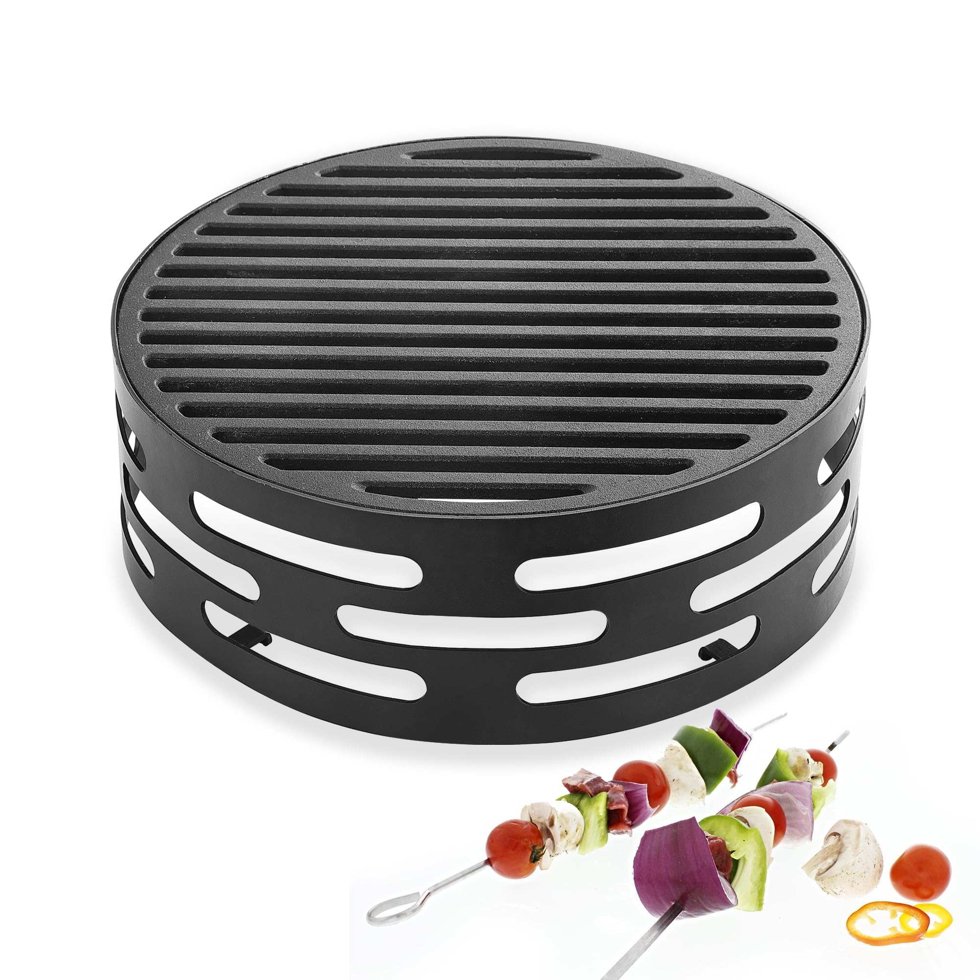 Oleio BBQ Wokaufsatz aus Stahl für Feuerplatte, 25 cm Loch, 30 cm Auflage | 10 cm hoch und 5 mm stark, schwarz hitzebeständig beschichtet; für Wok und Dutch Oven auf Grillring, Plancha oder Grillplatte