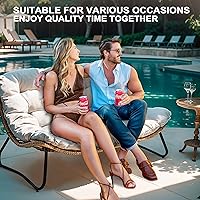 Vista 5 de Crestlive Products Outdoor Loveseat, 2 Seater Outdoor Couch with Soft Cushion, All-Weather Boho Rattan Patio Furniture for Balcony, Poolside