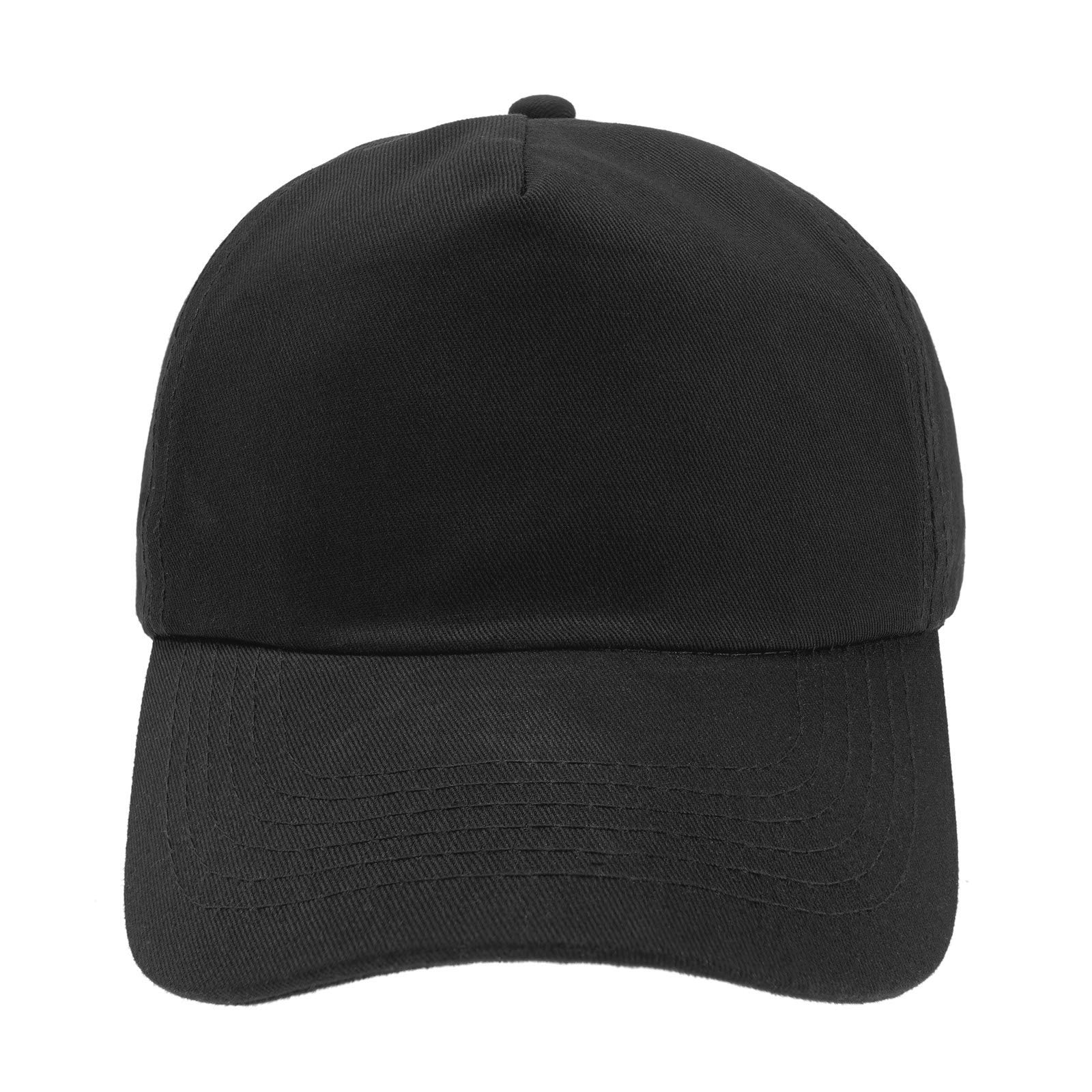 Mfaz Morefaz Ltd Boys Plain Black Girl Adjustable Baseball Cap Black Children School Caps Kids Hat Sport Alphabet A-Z (Plain Black)