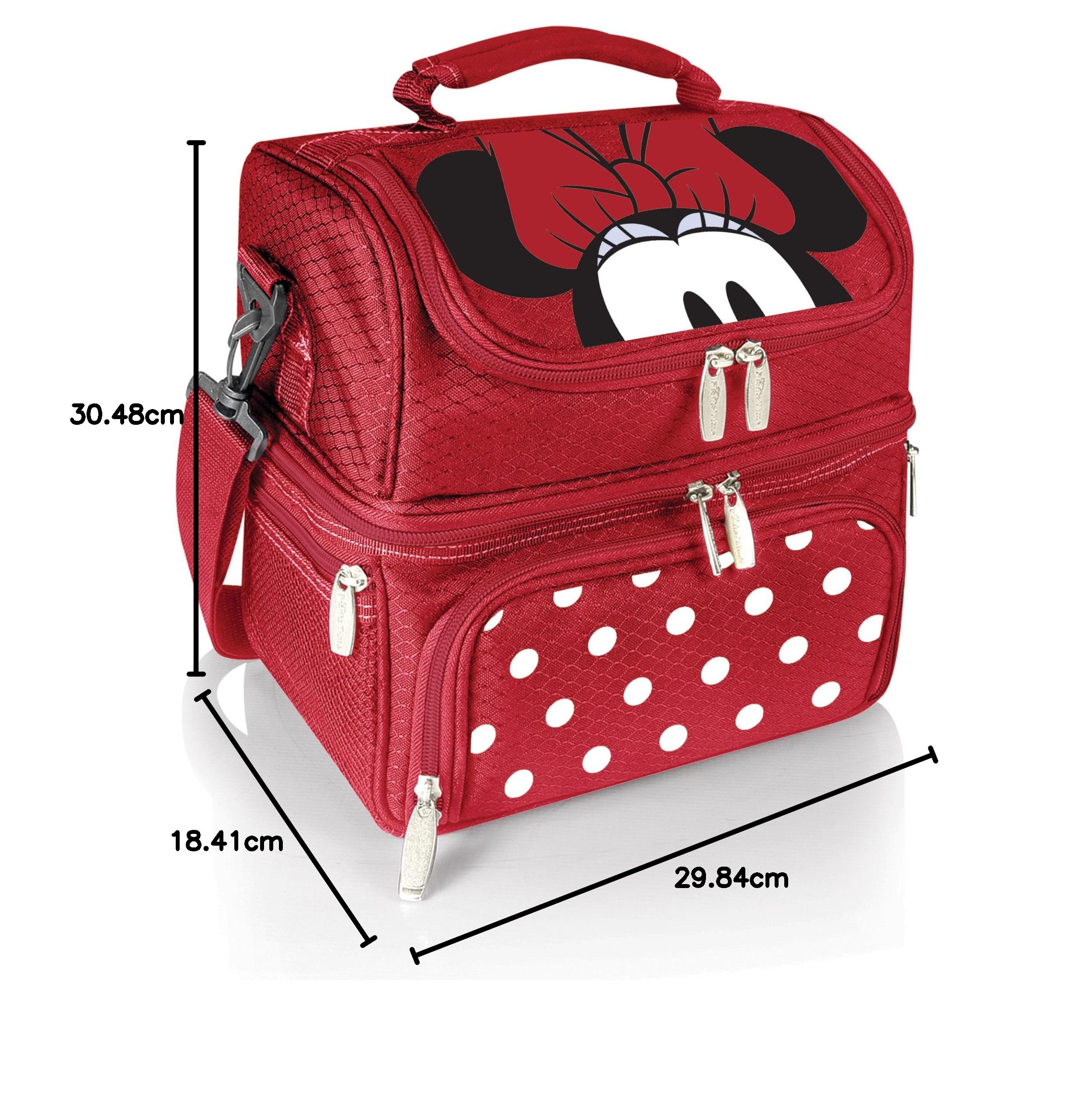 PICNIC TIME Disney Minnie Mouse Pranzo Lunch Bag, Insulated Lunch Box with Utensil Set, Lunch Cooler Bag, (Red) 11 x 7.5 x 12