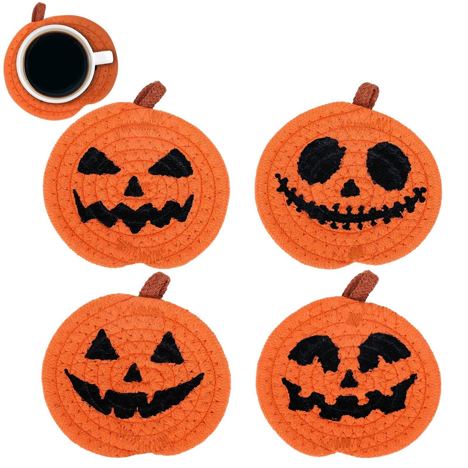 Amazon.co.jp: Znvhazsy パンプキンドリンクコースター、ハロウィン 