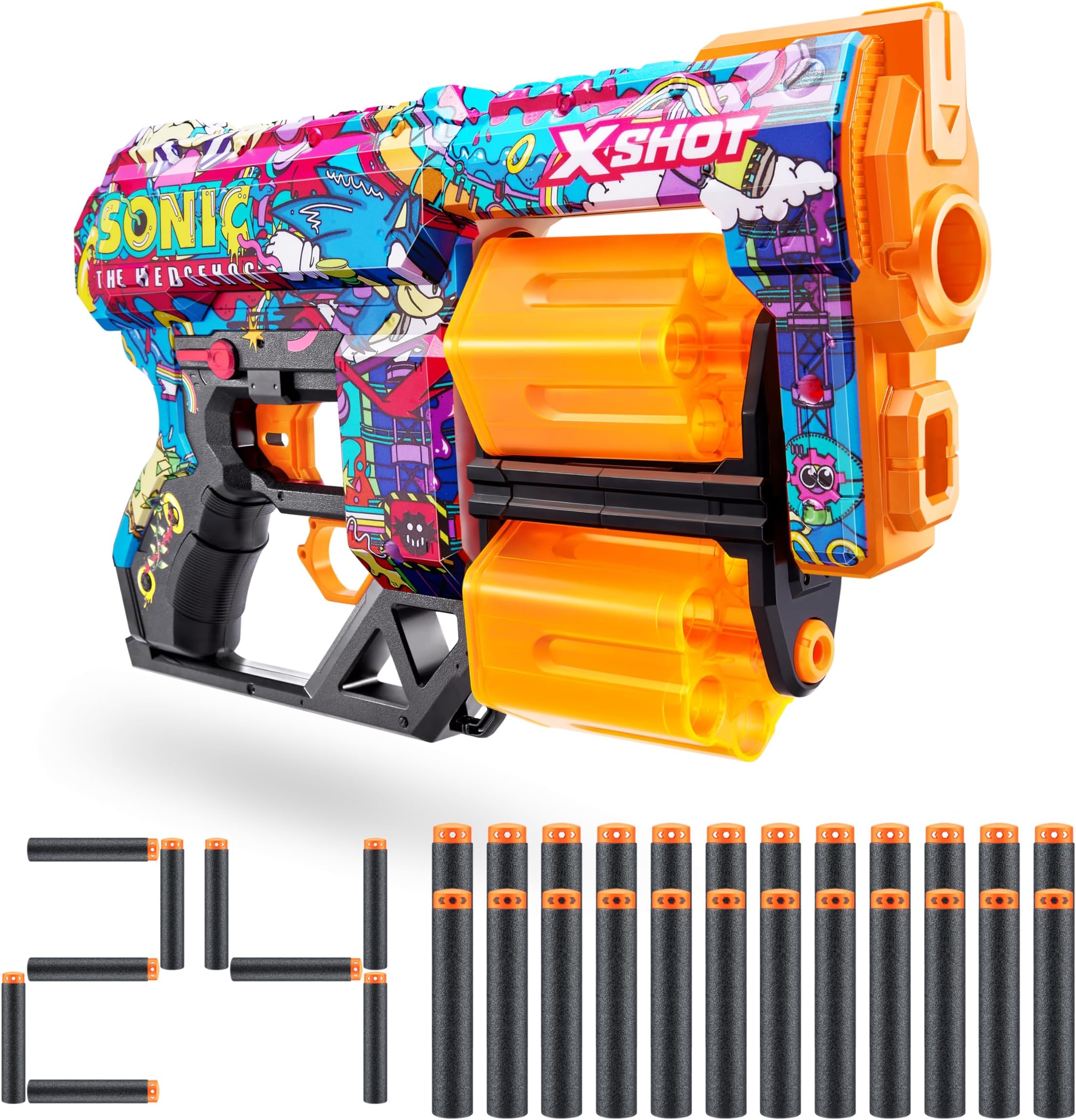XSHOT 36741B Blaster with Air Pocket Technology Foam Darts, Robotnik, Dread