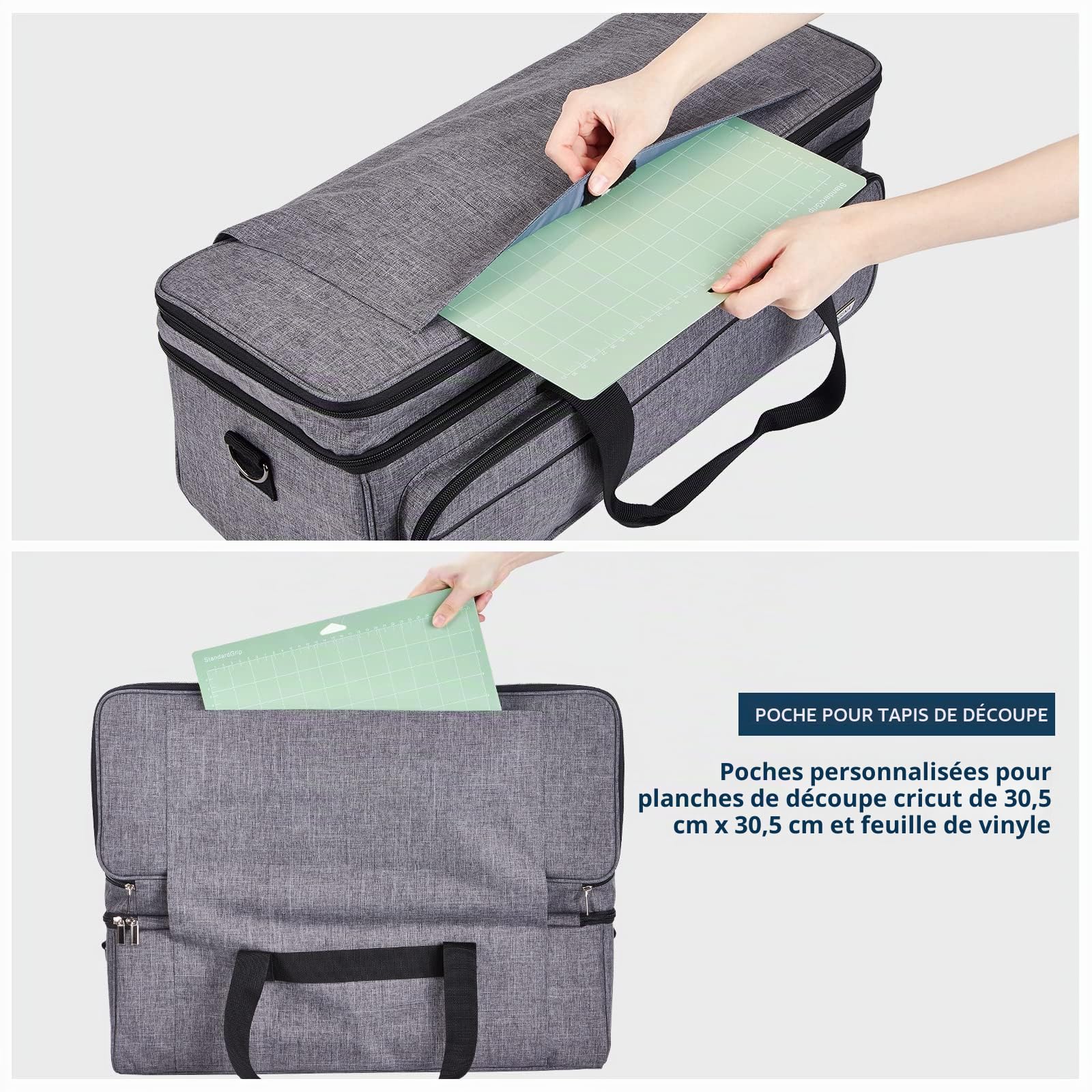 Étui de Transport Double Couche avec Poche pour Tapis pour Cricut Explore Air 2, Cricut Maker, Cricut Maker 3, Cricut Explore 3, Plusieurs Grandes Poches Avant pour Outils, Accessoires et