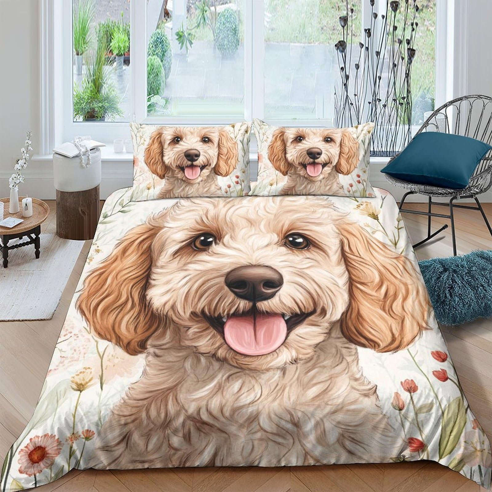 Ctjqhvkz Style-6 3D Printed Lively Puppy Fitted Sheet Microfiber Soft Anti-Slip Dog Smile Bed Cover For Bedroom Guest Room Decor Single（135X200cm）