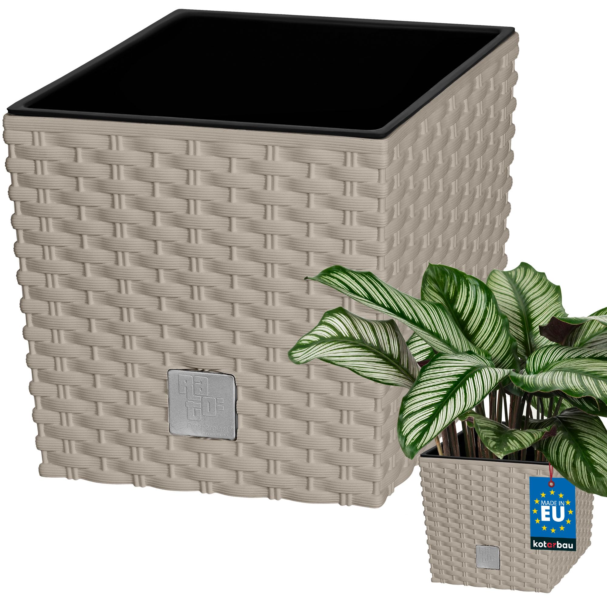 KOTARBAU® Macetero con Maceta Interior, 260 mm, Ratan sintético, Antracita - Gris Oscuro, Maceta Rato con patrón de Trenzado Que imita el Mimbre, Maceta Interior separada, extraíble, Cesta — view 18
