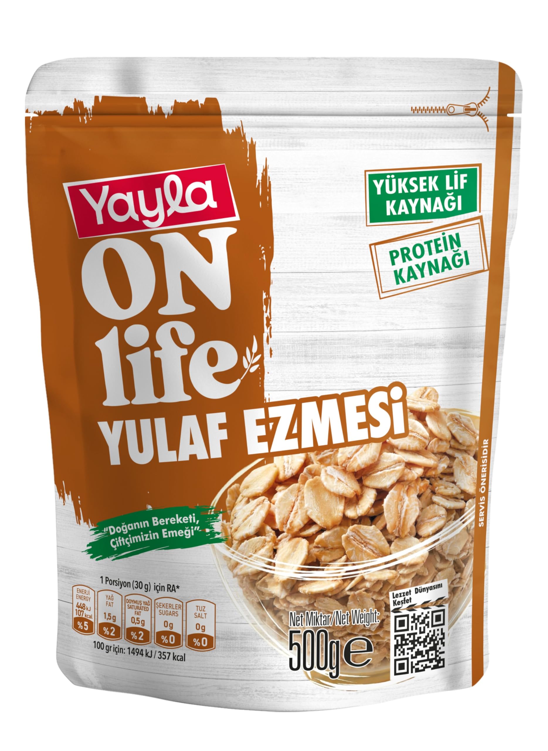 Yayla On Life Yulaf Ezmesi 500 Gr