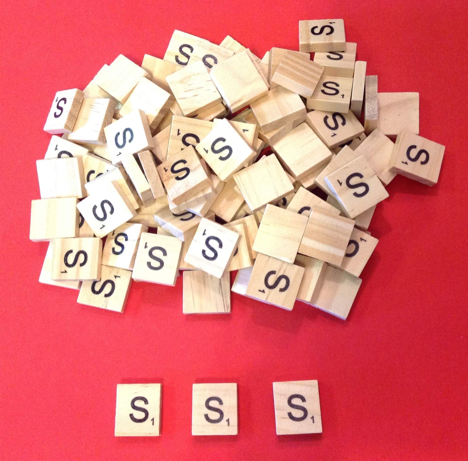 celloexpress Scrabble Tiles Same Letters, 18.1mm x 20mm x 5.2mm Wooden Tiles For Crafting and Scrapbooking, S Scrabble Tiles