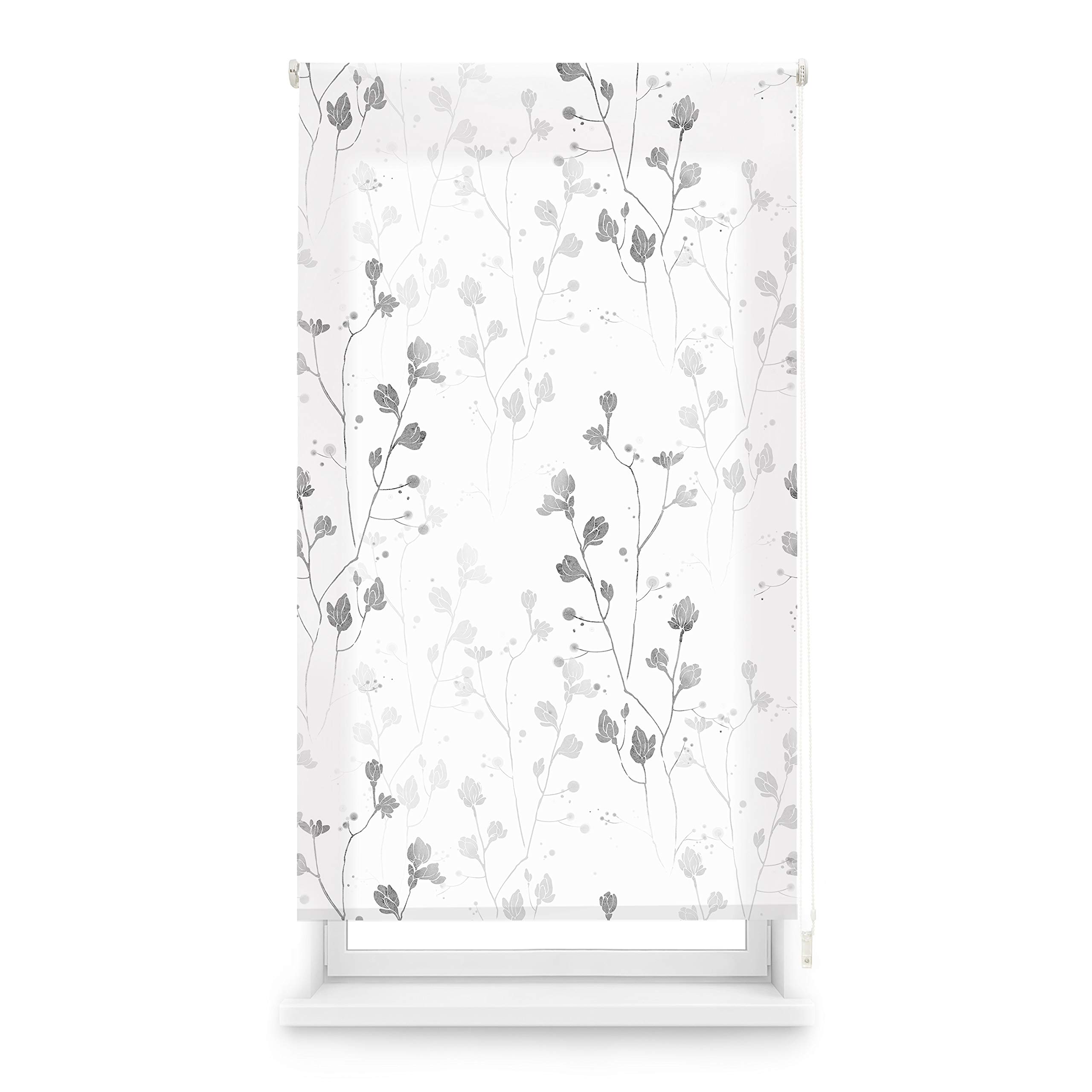 Blindecor Bloom Flowers | Translucent Roller Blind With Digital Print | Model | 90 X 180 Cm (W X H) Fabric Size 87 X 175 Cm | Window Blinds