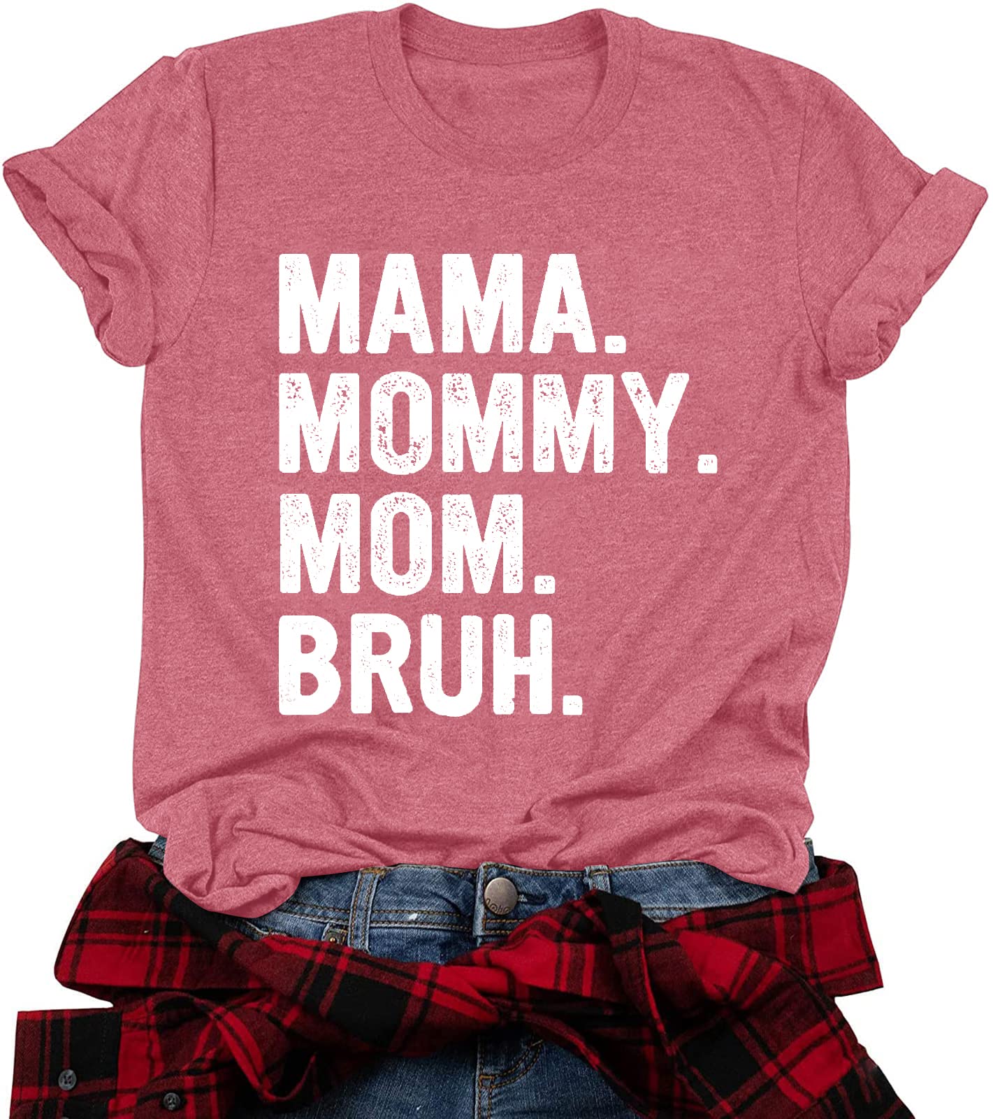 Mama Shirt for Women Mama Mommy Mom Bruh Mother's Day T Shirts Funny Short Sleeve Casual Tops Tees