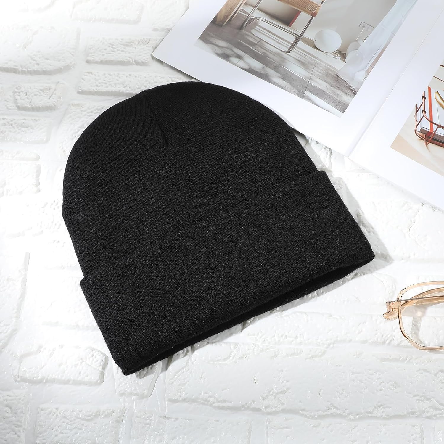 Satin Lined Beanie Hats for Women Men Knit Acrylic Beanie Winter Hat Silk Lining Soft Slouchy Warm Cuffed Beanie Hat - Image 8