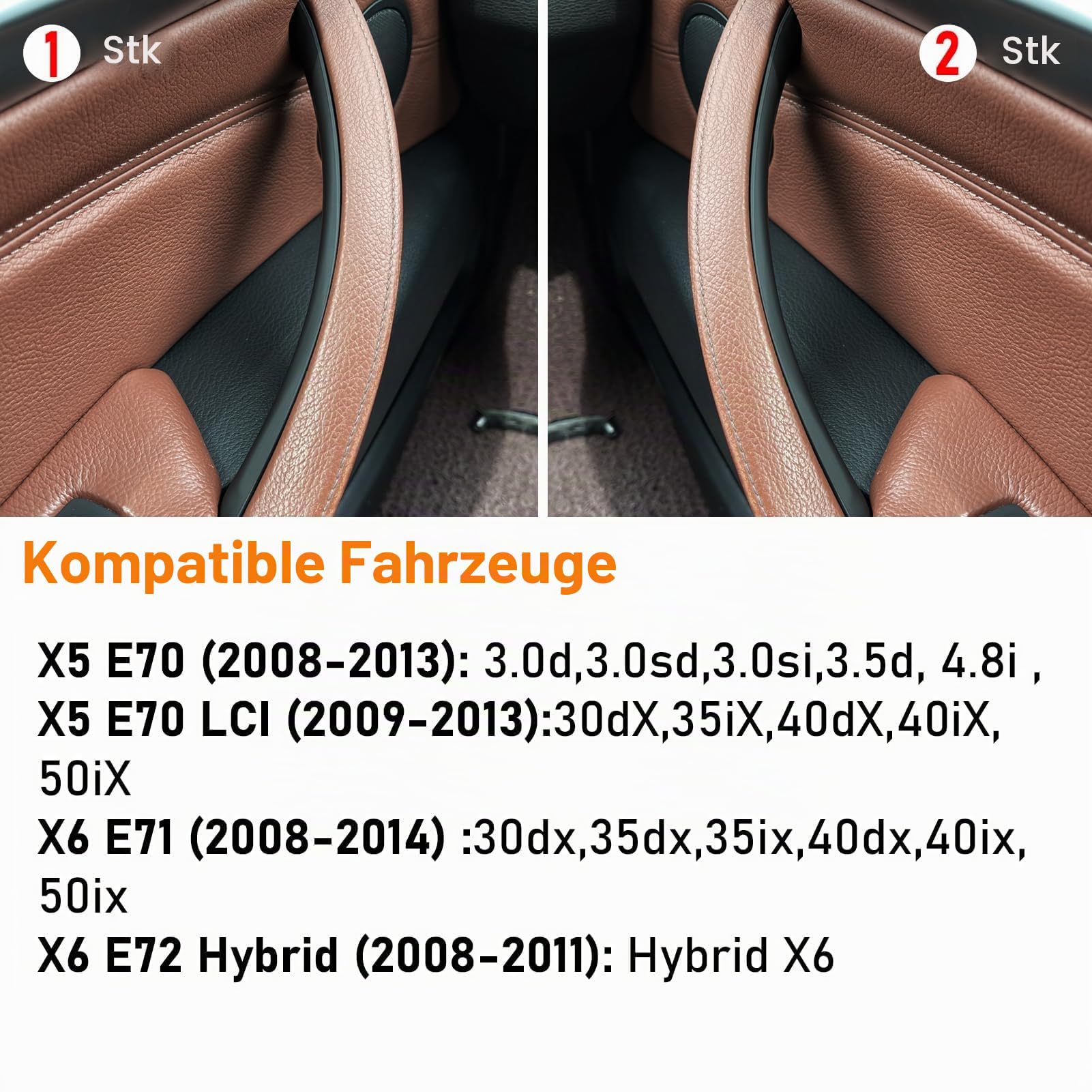 3 PCS Kompatibel mit Türgriff bmw X5 E70 2008-2013,X6 E71/E72 2008-2014 Handgriffe links + Türgriff innen rechts X5 E70/X6 E71 E72 Türgriff Innen (schwarz)