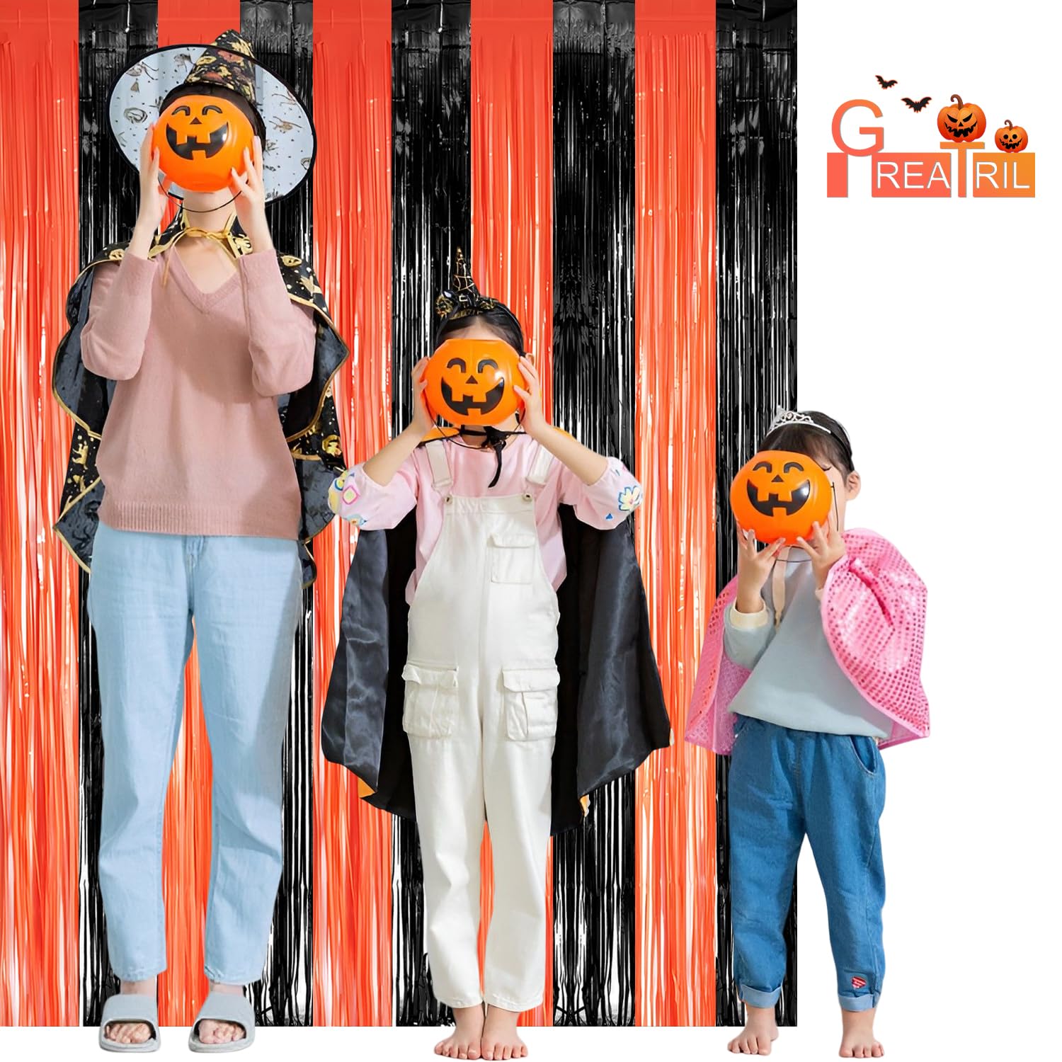 Halloween Luftschlangen – 9 Rollen Krepppapier, Orange & Schwarz, Je 25 M