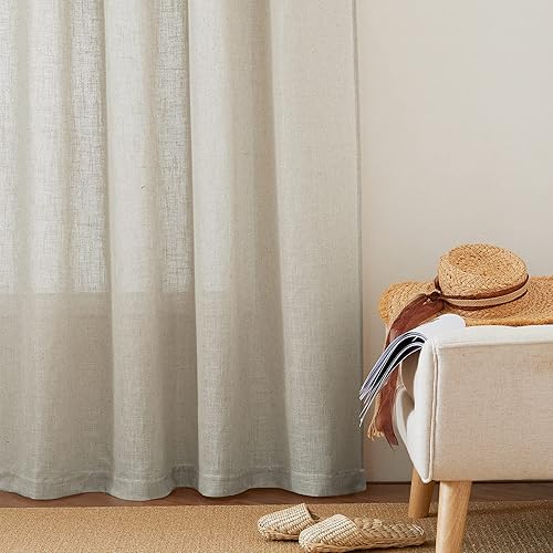 Miniatura 6 de RYB HOME- Cortinas cortas semitraslúcidas tejidas de lino europeo, filtración de luz, antirreflejo, para bañocuarto del bebéventana en
