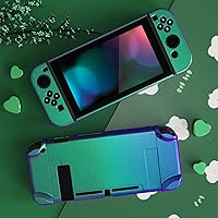 Vista 3 de eXtremeRate PlayVital - Cubierta trasera brillante para consola Nintendo Switch, controlador de mano NS Joycon protector separable carcasa dura